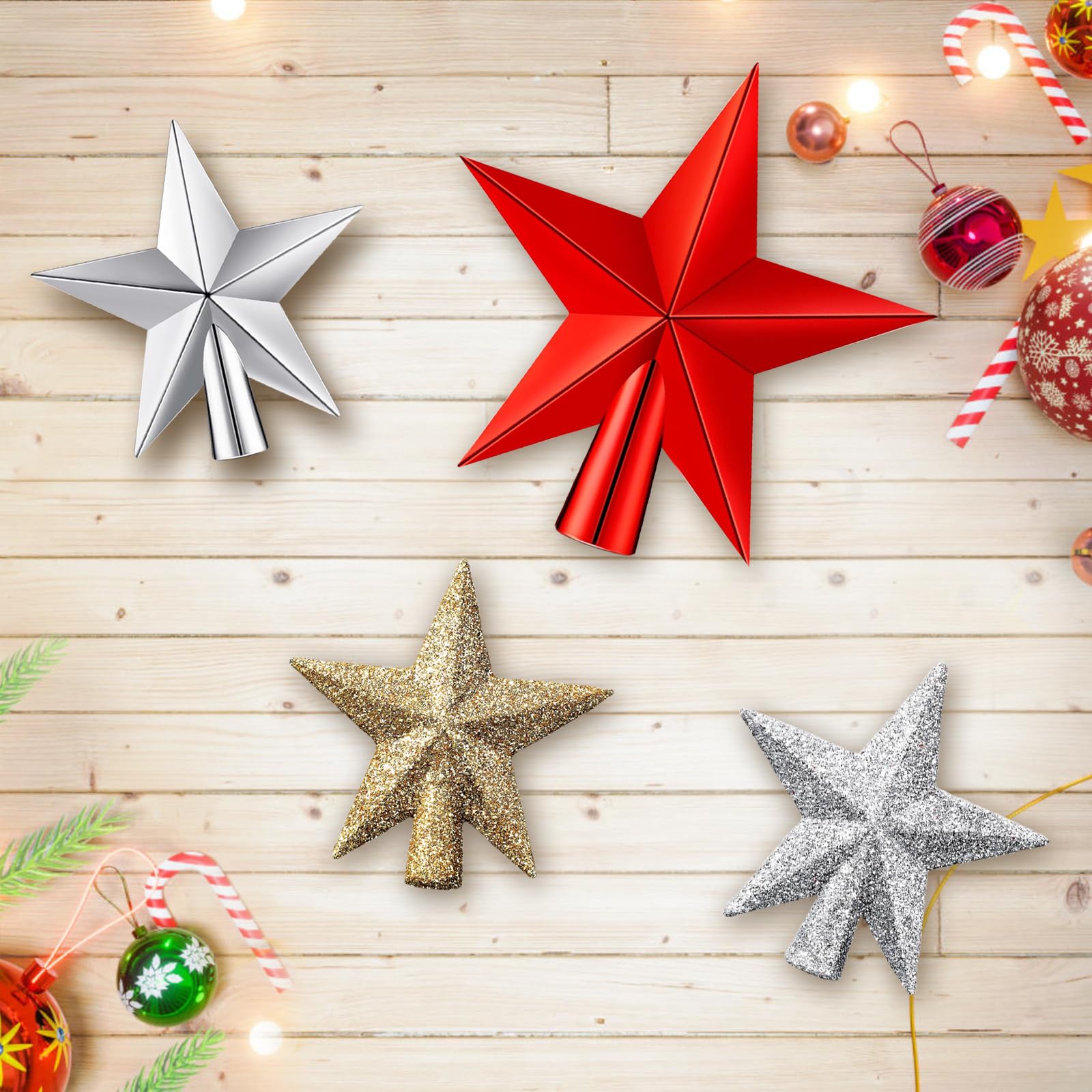 Estrella Arbol Navidad Mini Estrella de la Navidad Topper de Árbol Adornos para la Copa del árbol para Decoración de Árbols de Navidads (Oro I)