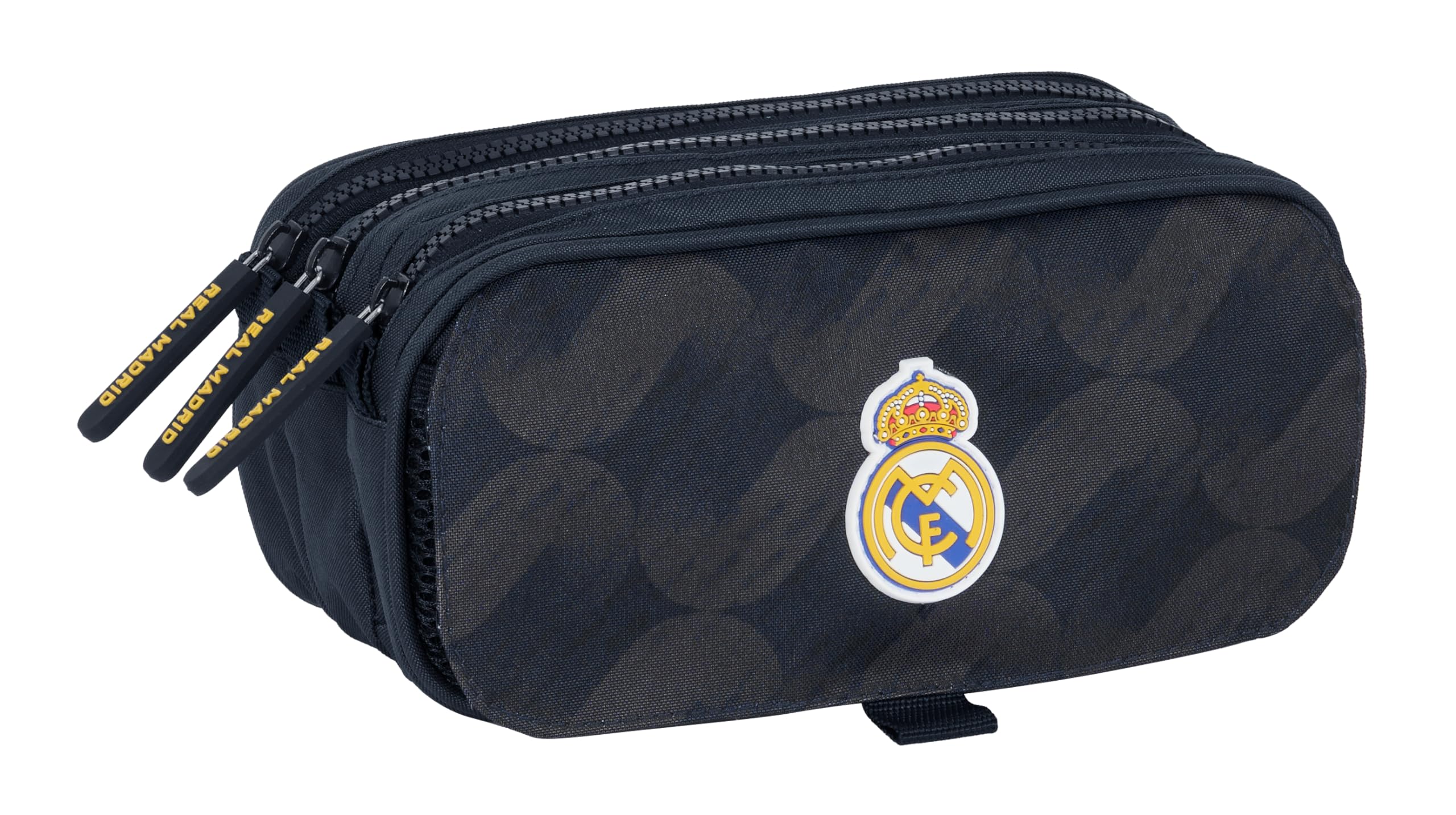 REAL MADRID 2ª EQUIPACIÓN 23/24 - Portatodo Triple Big, Estuche Infantil, Estuche Niño, Ideal para Niños en Edad Escolar, Cómodo y Versátil, Calidad y Resistencia, 21.5x8x10 cm, Color Azul Marino