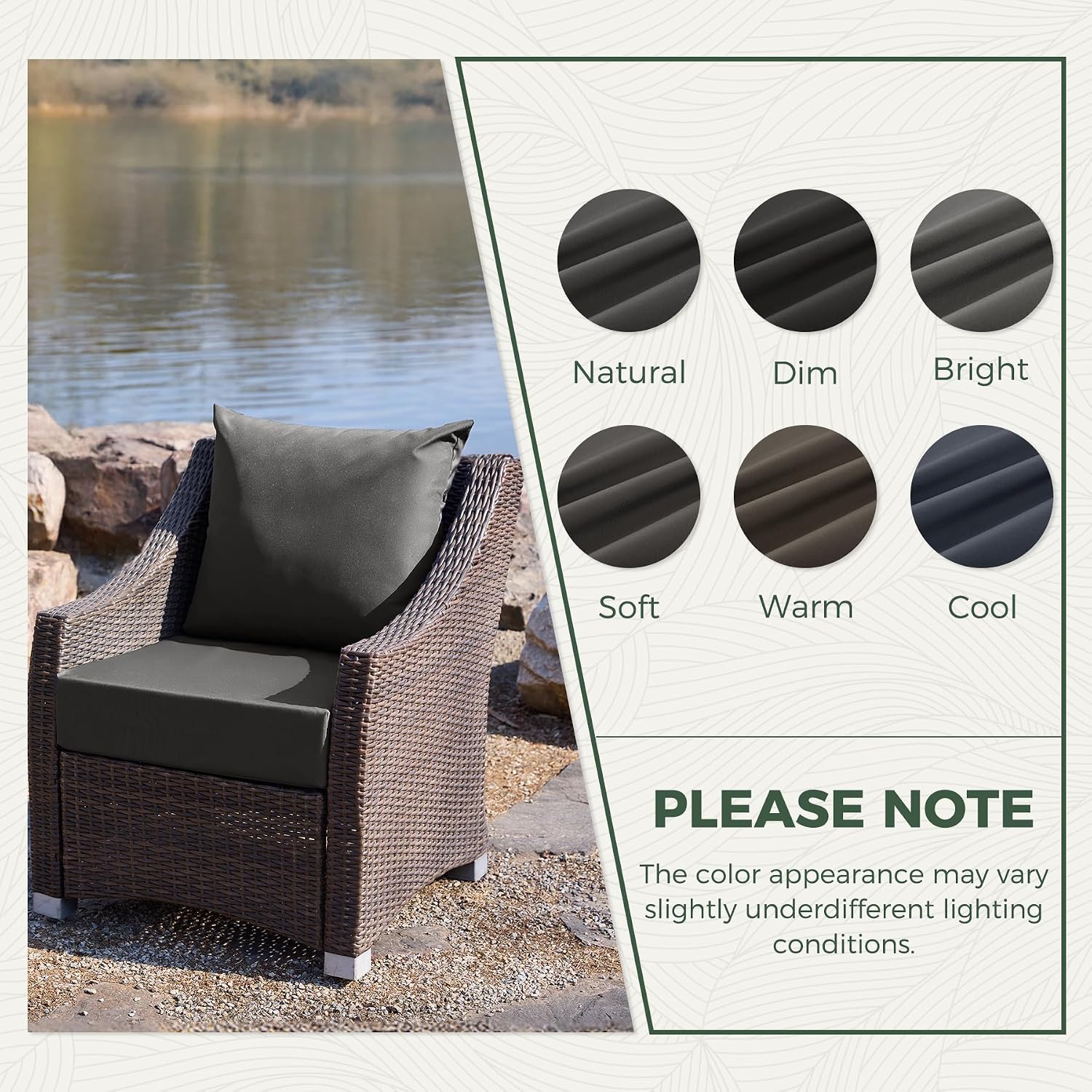Outdoor Cushions for Patio Furniture, Outdoor Seat Cushion Set 24 x 24 x 5.75 Inch, Waterproof & Fade Resistant Outdoor Chair Cushions, Deep Patio Chair Cushion with Removable Cover, Dark Grey
