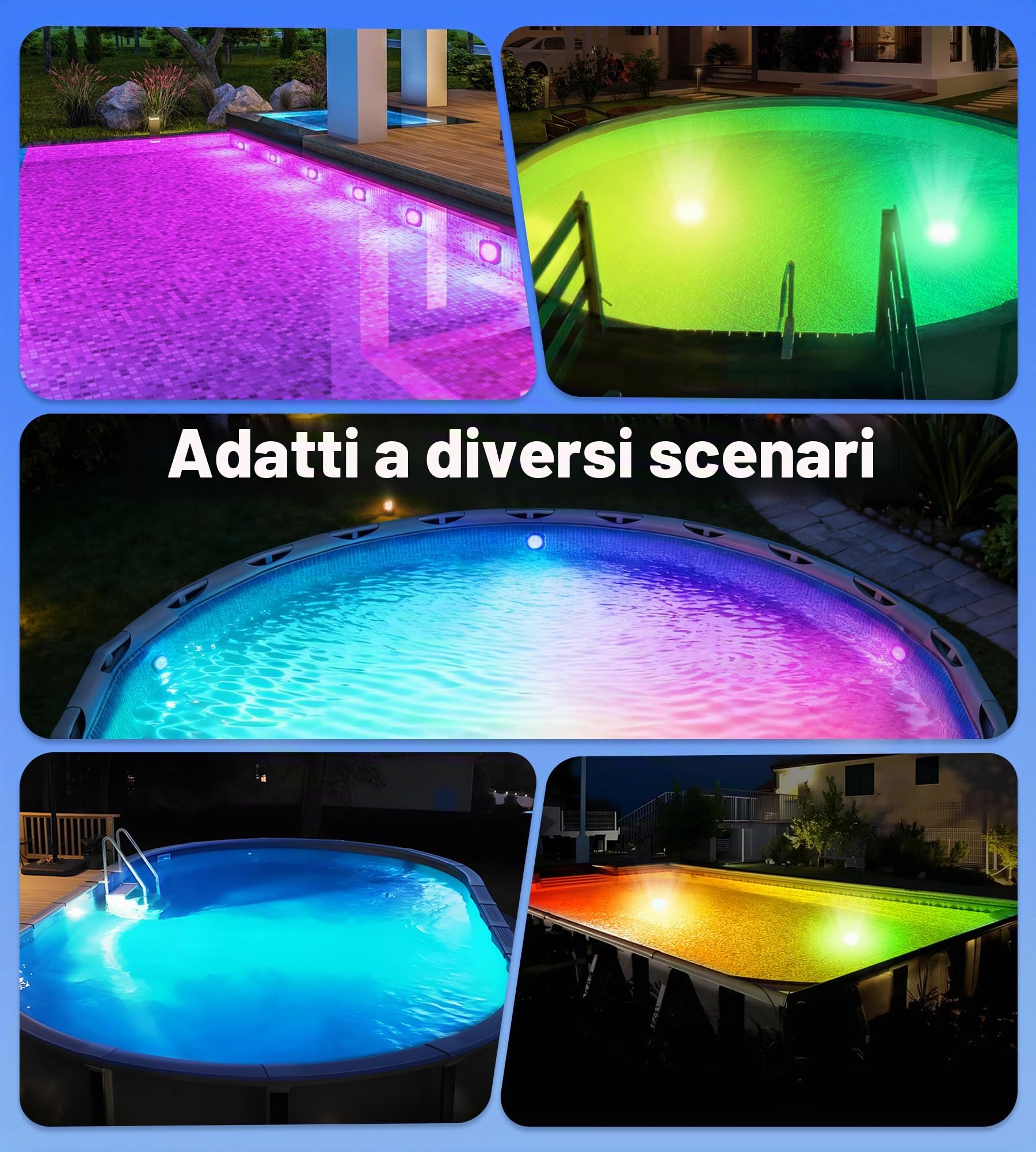 DeeprBlu Ricaricabile Luci Piscina Sommergibili Fuori Terra con Telecomando