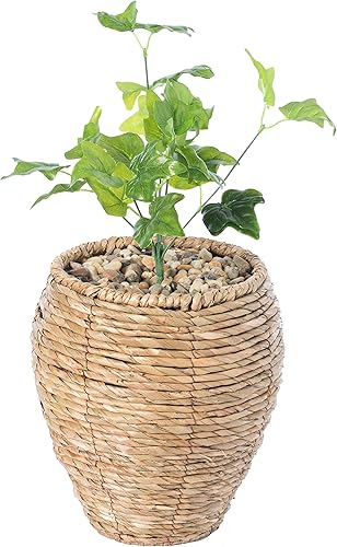 Vintiquewise Maceta redonda tejida con forro de plástico a prueba de fugas, talla S