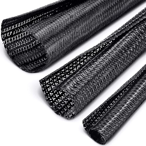 Miniatura 7 de Boao 3 piezas de protector de cable de telar de alambre, funda dividida para cable de carga USB, cable de audio y video (negro, 1 pulgada, 12