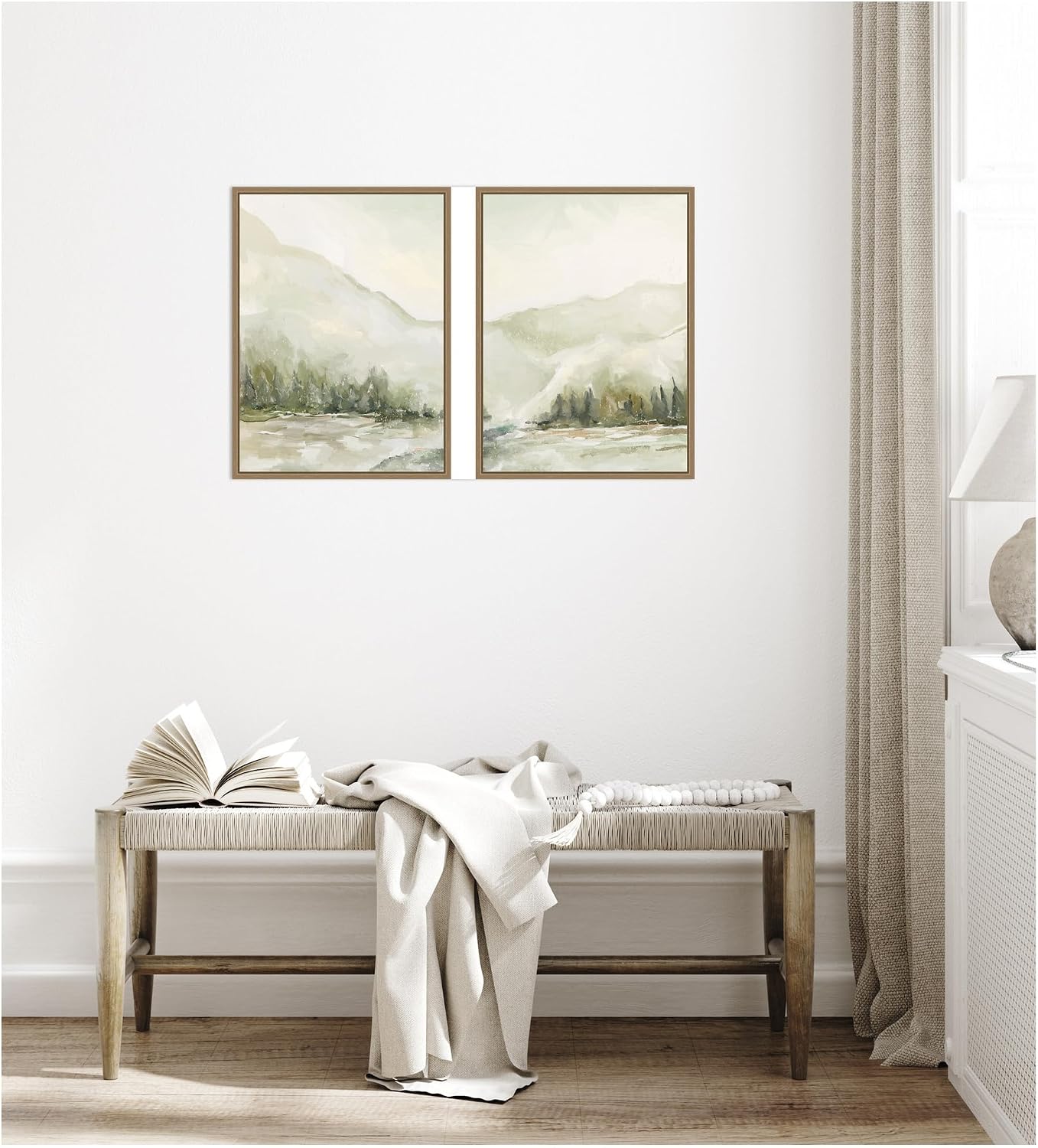 Kate and Laurel AQ Winter Landscape No. 6 2 Piece Framed Canvas Wall Art Set by Annie Quigley, Sylvie Dark Gold Modern Contemporary, Landscape Art for Wall Decor