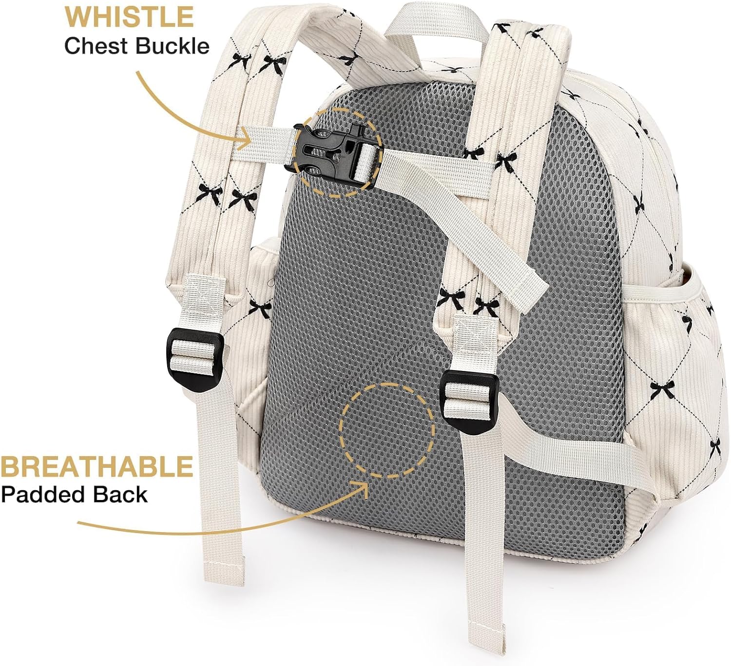 STEAMEDBUN Corduroy Kids Backpack for Girls and Boys 5-8: Girls Backpack for Elementary Kindergarten - 15 inch Cute Backpacks for Kids - Bow - Image 5