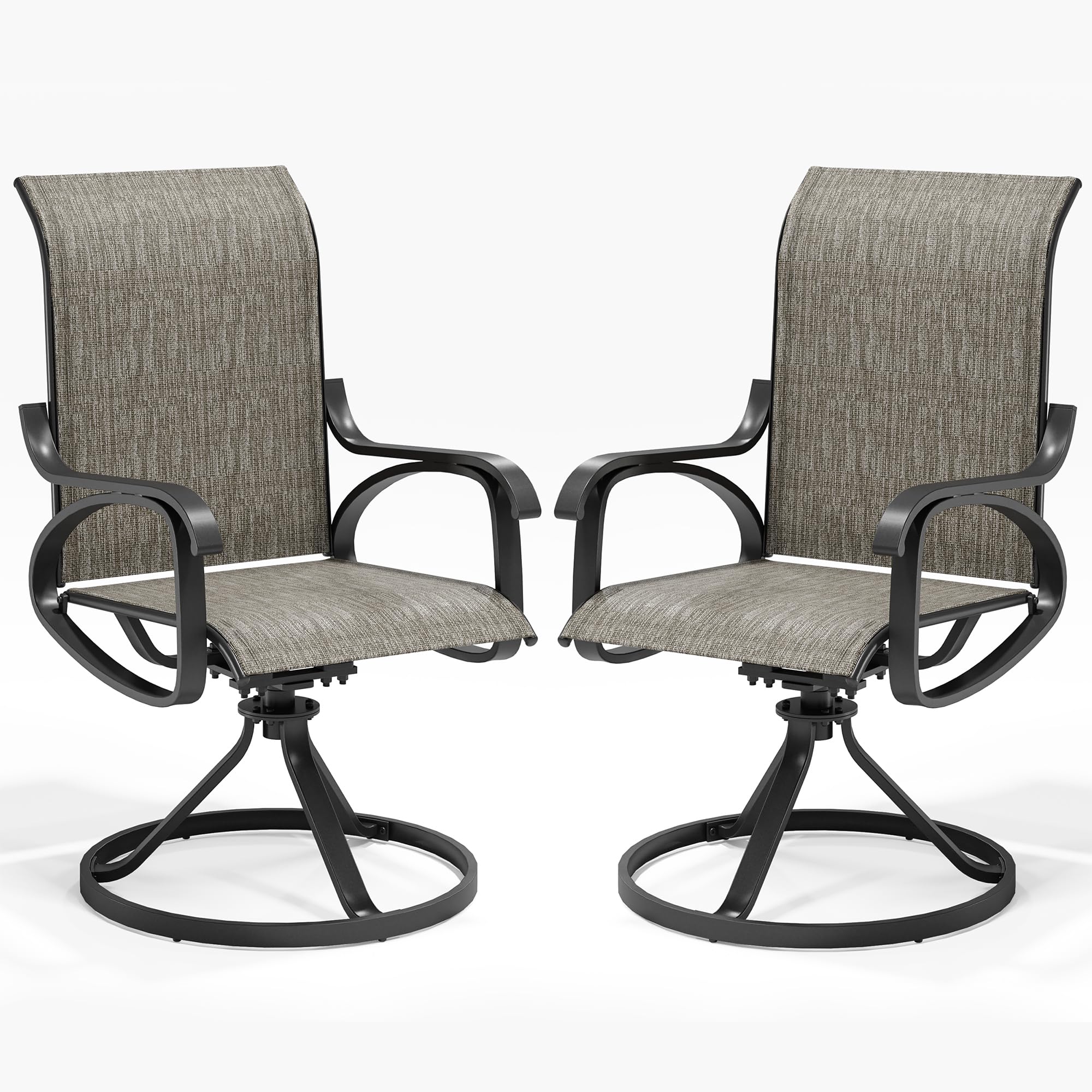 LOUVIXA Patio Swivel Chair Set of 2, All-Weather Patio Swivel Rocking Chair, High Back Patio Dining Chairs for Backyard, Porch, Lawn, Garden(2, Greige)