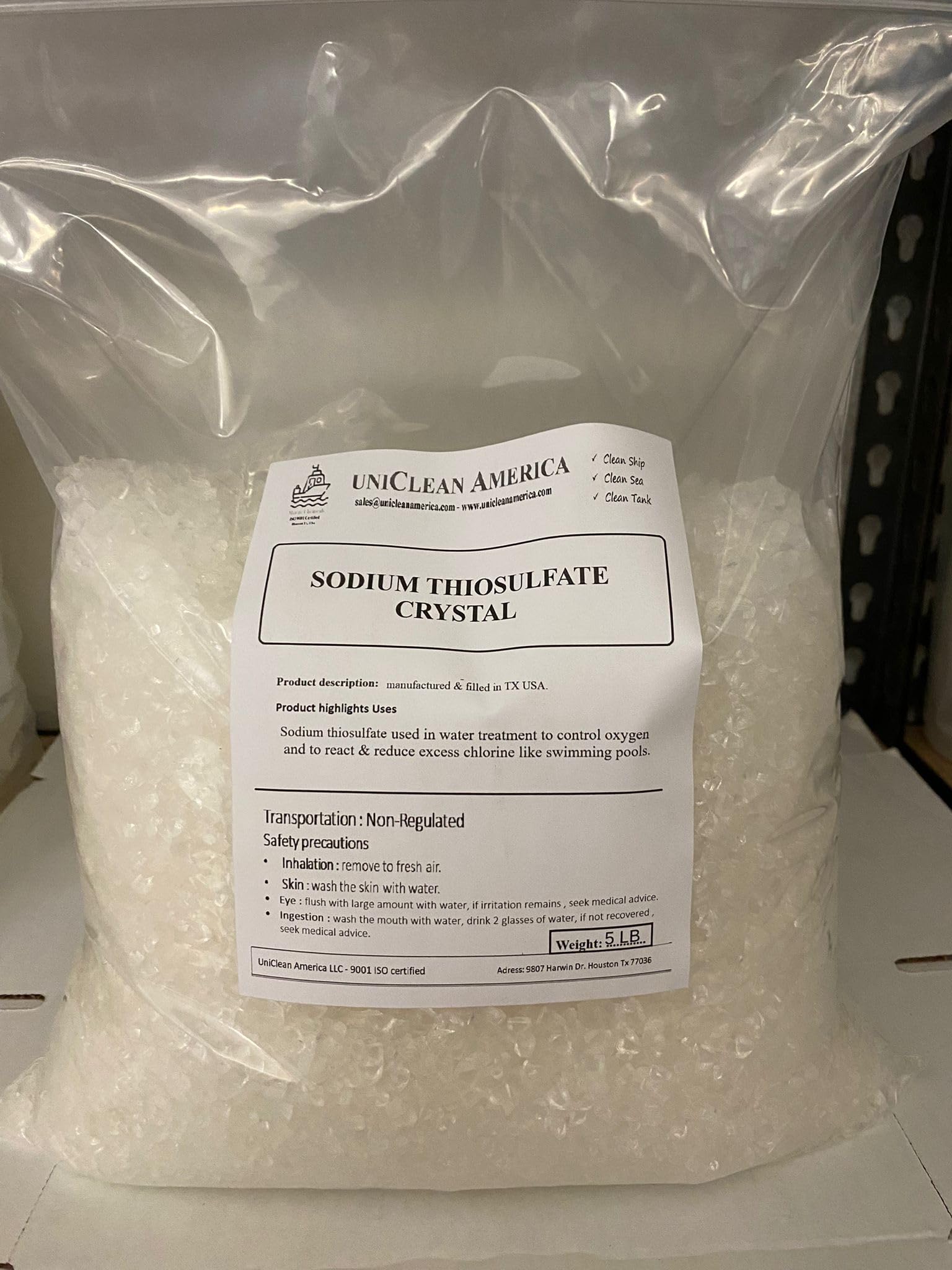 Sodium Thiosulfate Pentahydrate - high Puirty 99% - Made in USA - Weight 10lb