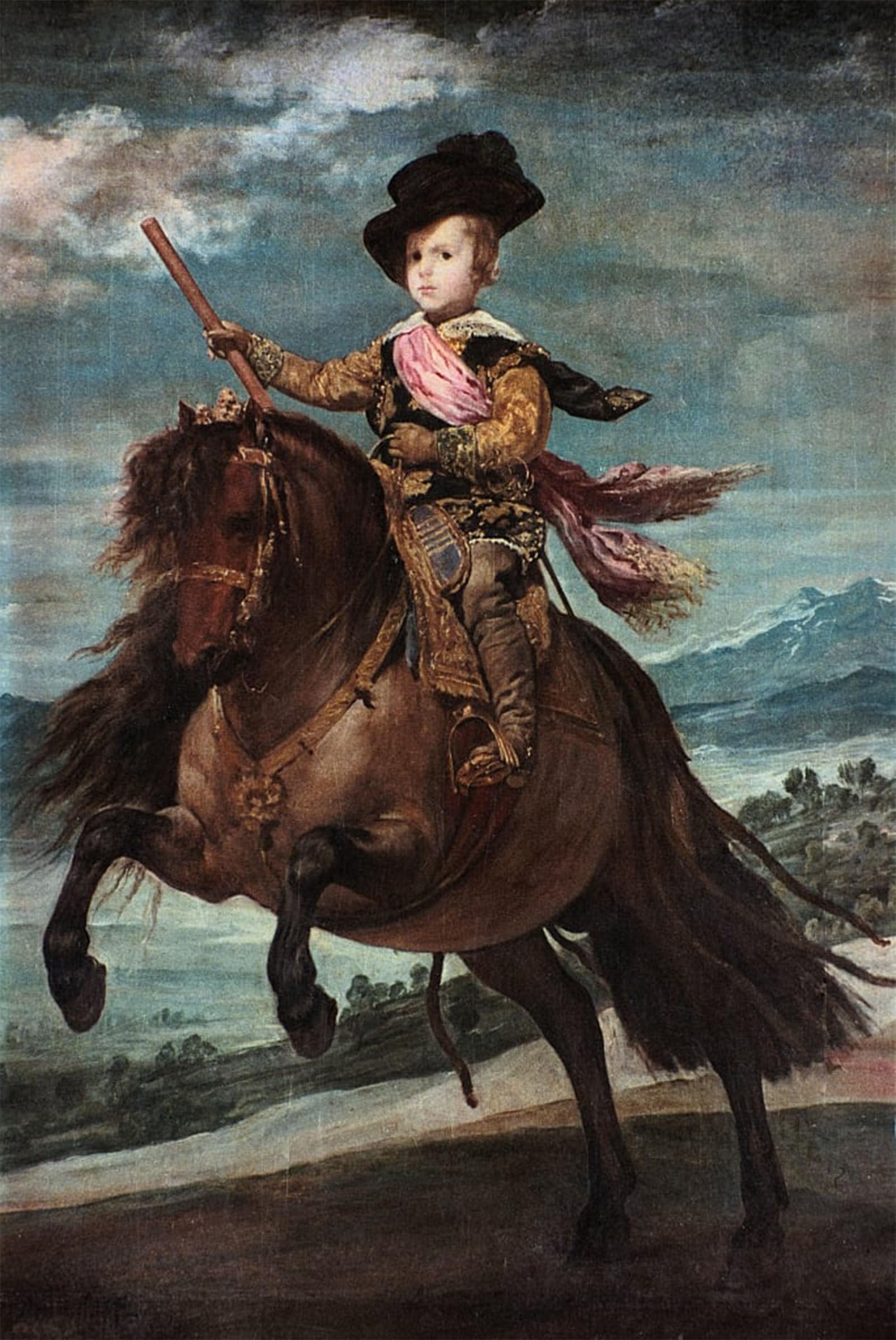 ARTXLXXBN Famous Art Print Poster Vintage Wall Art Baltasar Carlos on Horseback by Diego Velázquez Canvas Art Poster for Home Decor 60x90cm