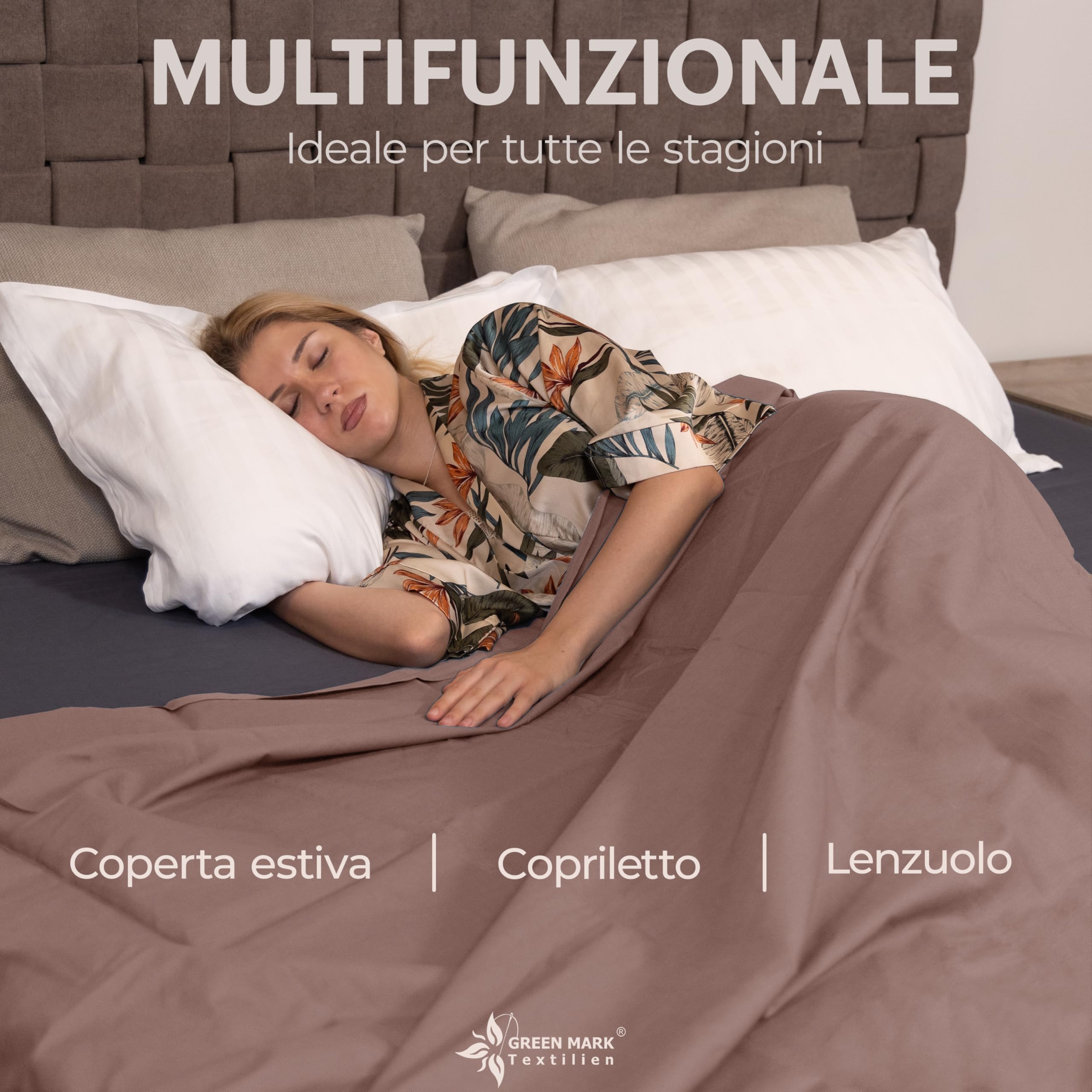 GREEN MARK Lenzuola piatte classiche – Set di 2 lenzuola piatte in 100% cotone, delicate sulla pelle, facili da curare e lavabili in lavatrice ad alte temperature - Sabbia/Beige - 140x200 cm