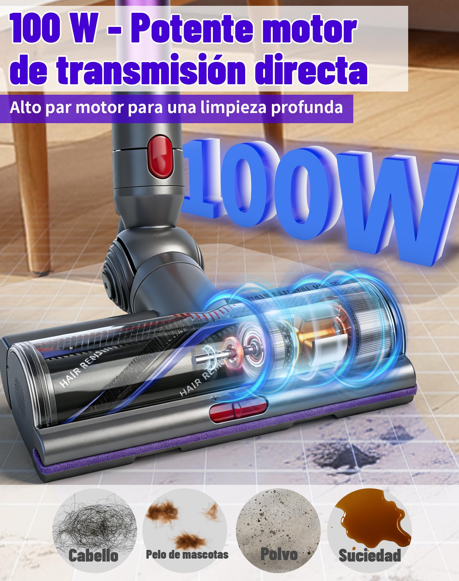 Cepillo High Torque para Dyson V11 V10 V15 V8 V7 Cepillo Motorizado SV10 SV11 SV12 SV14 SV15 Cepillo de Cabezal para Dyson Repuestos, anti-enredos & succión ajustable, para parquet y alfombras