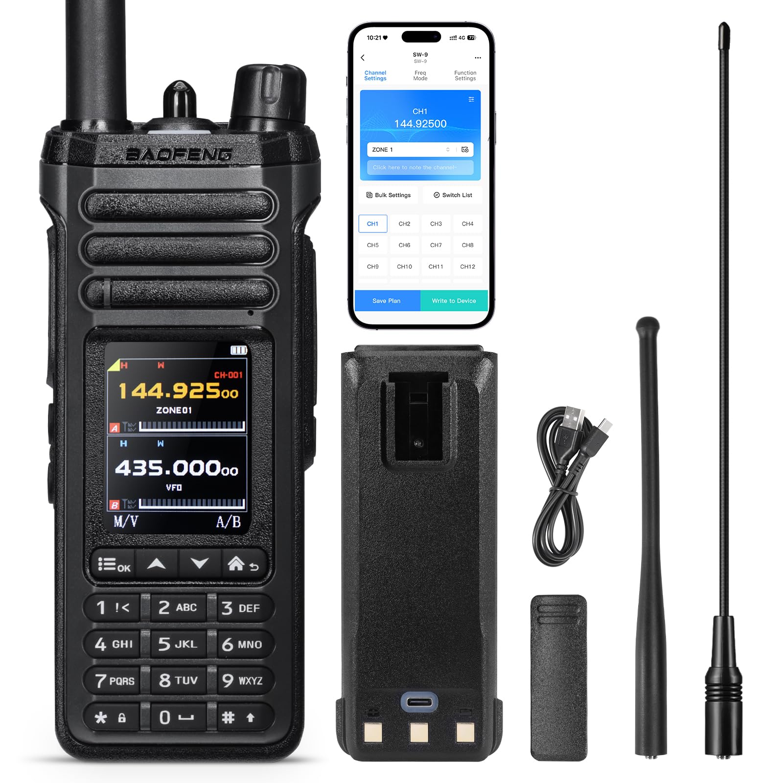 BAOFENG SW-9 Radio Amateur 10W Multi-Bande SSB, Récepteur HF Airband