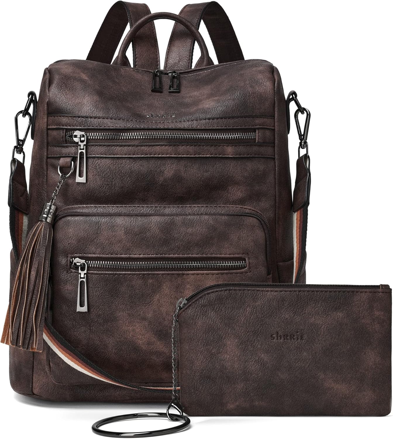 Shrrie Backpack Purse for Women Leather Backpack Fashion Designer Travel Backpack Convertible Shoulder Bag