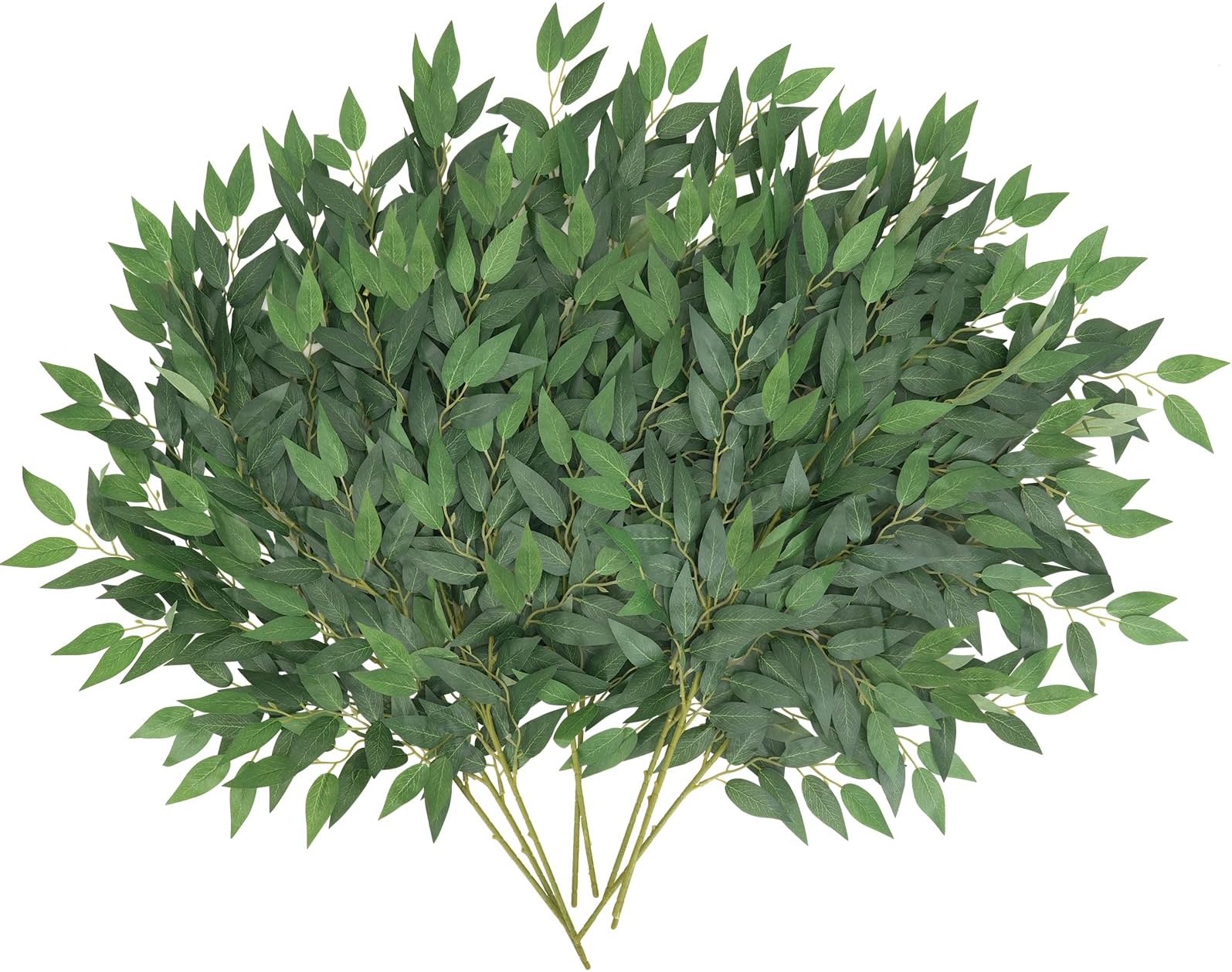 CEWOR 24pcs Italian Ruscus Greenery Stems, 27.6in Artificial Green Leaf Garland Vines Hanging Spray for Wedding Arch Bouquet Filler Table Centerpieces Home Decor