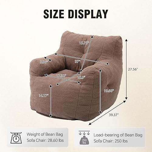 Miniatura 2 de Puf de tela de peluche ultra suave con relleno, sofá perezoso para adultos, niños, adolescentes, moderno y cómodo sofá de ocio para dormitorio, sala