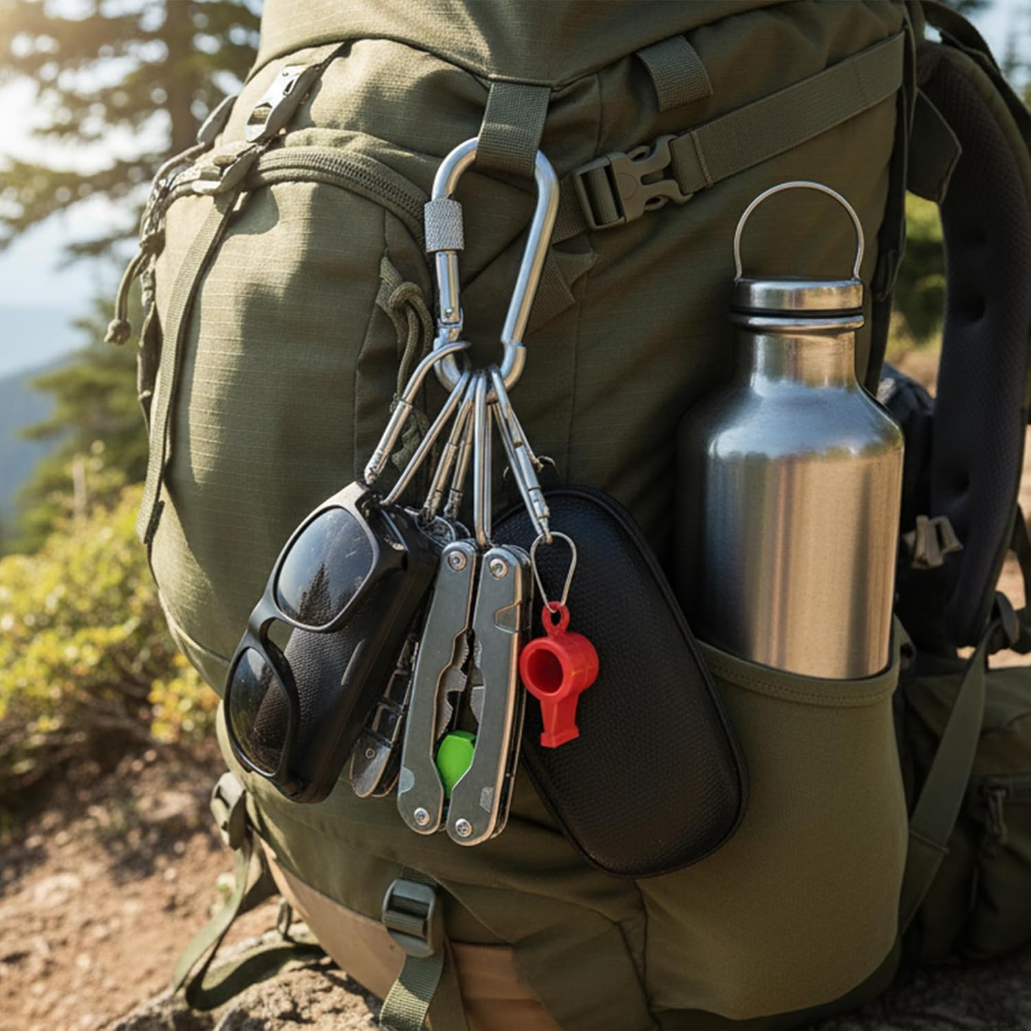 BEWISHOME 4 Pack Carabiner Hooks Hammock Locking Solid Metal D Clips with Heavy Duty 500LBS Screw Gate Hammock Locking,Quick Link for Outdoor Camping Hiking Traveling Backpacking Black & Silver HDK02 - Image 6