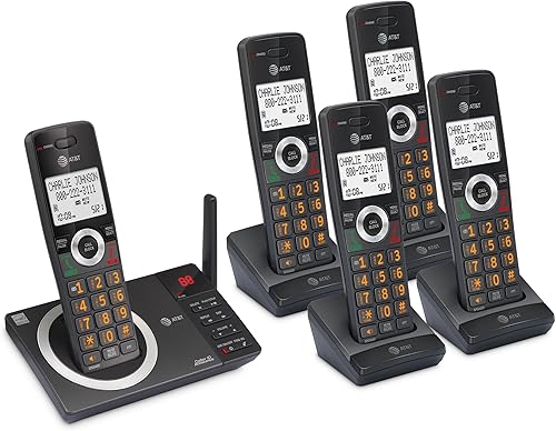 Miniatura 13 de AT&T Teléfono doméstico inalámbrico DECT 6.0 expandible de 5 teléfonos con pantalla grande, botones grandes, contestador, bloqueador de llamadas