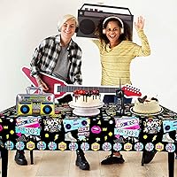 Vista 6 de 3 Pack 90’s Party Tablecloth, Back to 90s Hip Hop Party Birthday Table Cover for 1990s Theme Party Decorations Supplies