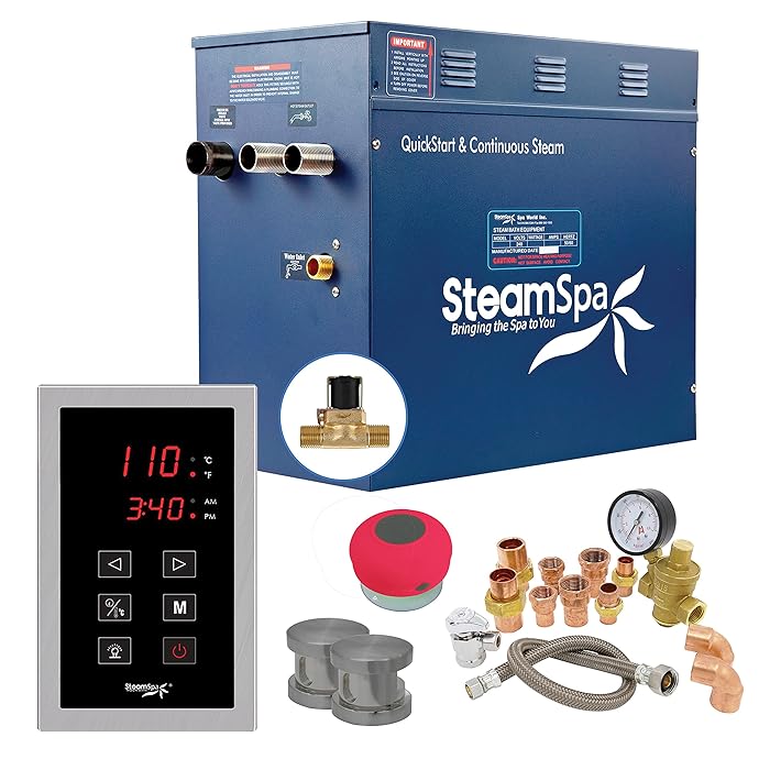 Buy Steam Shower Generator Kit System Brushed Nickel Steam Shower Head + Self Drain Combo