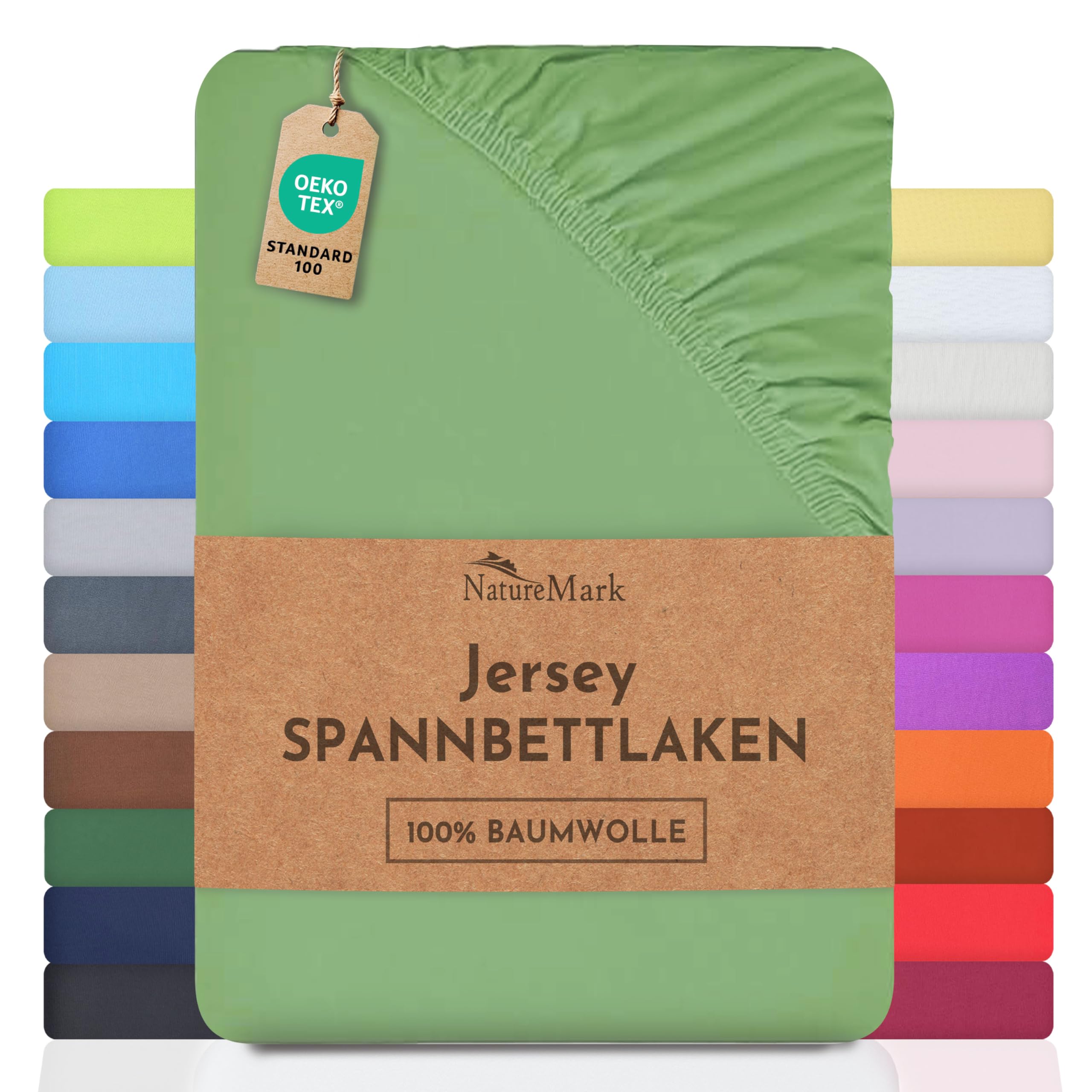 NatureMark Kinder Jersey Spannbettlaken, Spannbetttuch 100% Baumwolle in vielen Größen und Farben MARKENQUALITÄT ÖKOTEX Standard 100