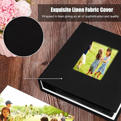 Miniatura 3 de Aevdor Álbum de fotos pequeño de 72 bolsillos de 4 x 6 pulgadas, 2 paquetes, cubierta de lino, mini álbum de fotos de 4 x 6 pulgadas con ventana