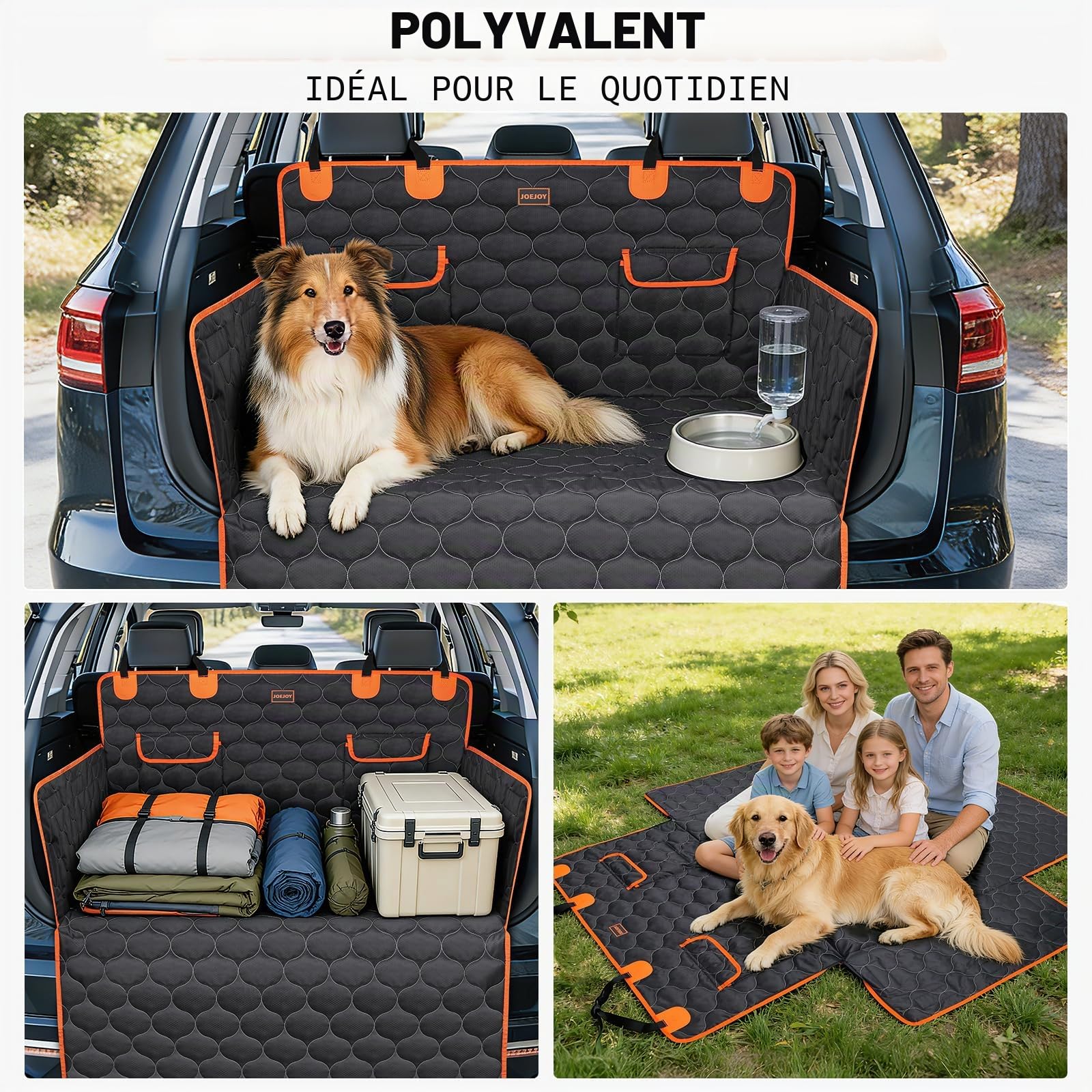 JOEJOY Protection Coffre Voiture Chien, Universel Housse Voiture Chien avec Protection Latérale, Imperméable Anti-Rayures, Entretien Facile
