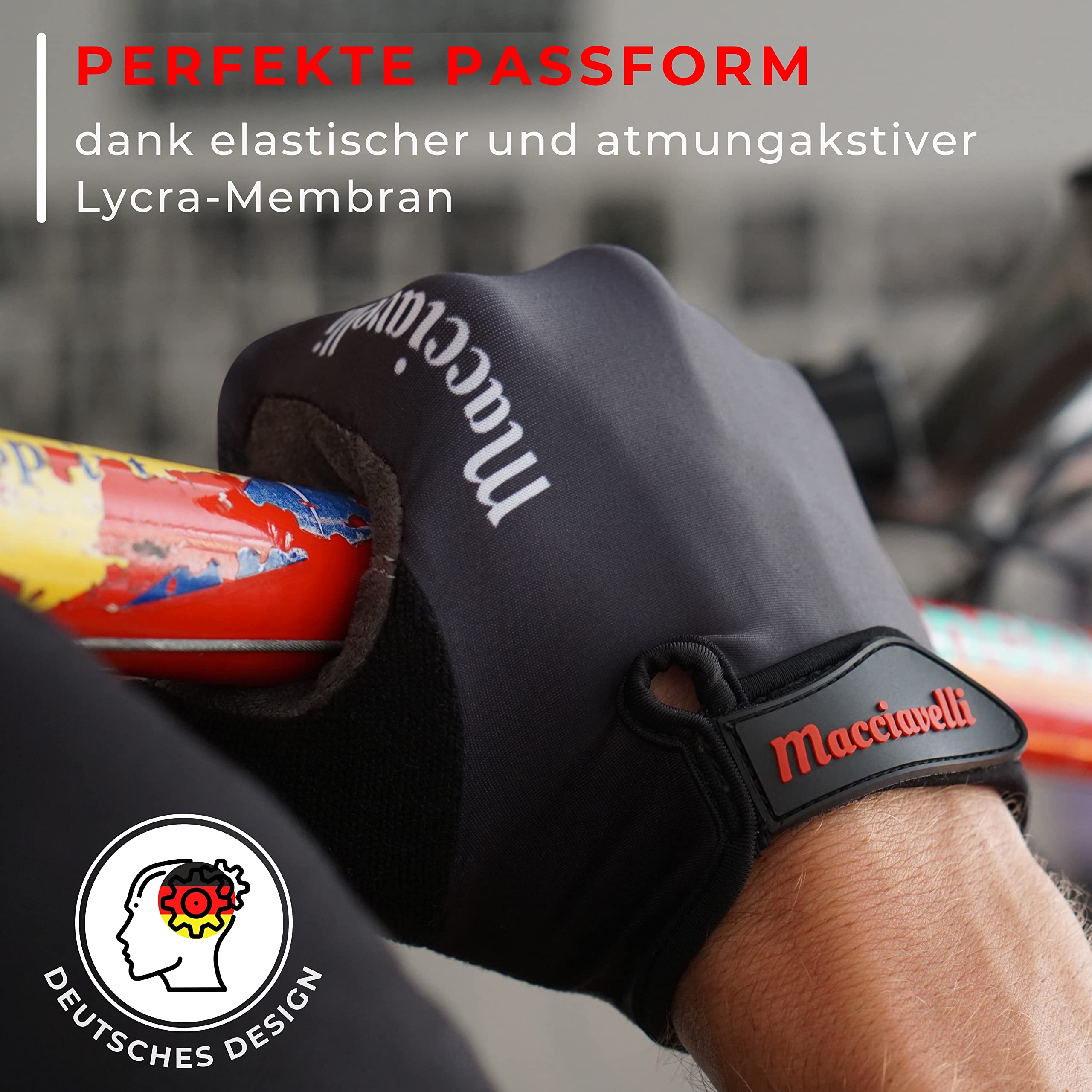 MACCIAVELLI Fahrradhandschuhe lang für Herren & Damen - MTB Fahrrad Handschuhe - Unisex Mountainbike Touchscreen Radhandschuhe - Bike Gloves