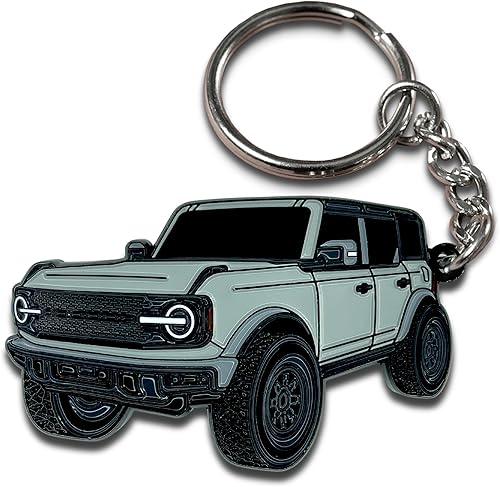 Vista 24 de Bronco Llavero Accesorios 4 puertas Llavero Funda Cool Mods compatible con Ford Bronco 2021 2022 2023 Gris carbonizado