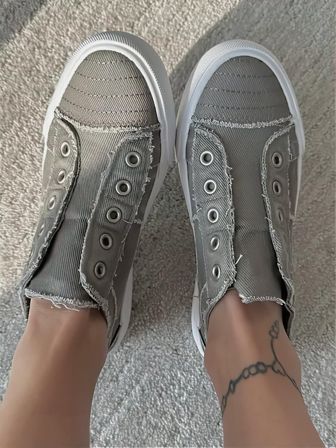 JENN ARDOR Womens Slip On Fashion Sneakers No Laces Comfortable Casual Low Canvas Sneakers Flats Walking Shoes - Image 3