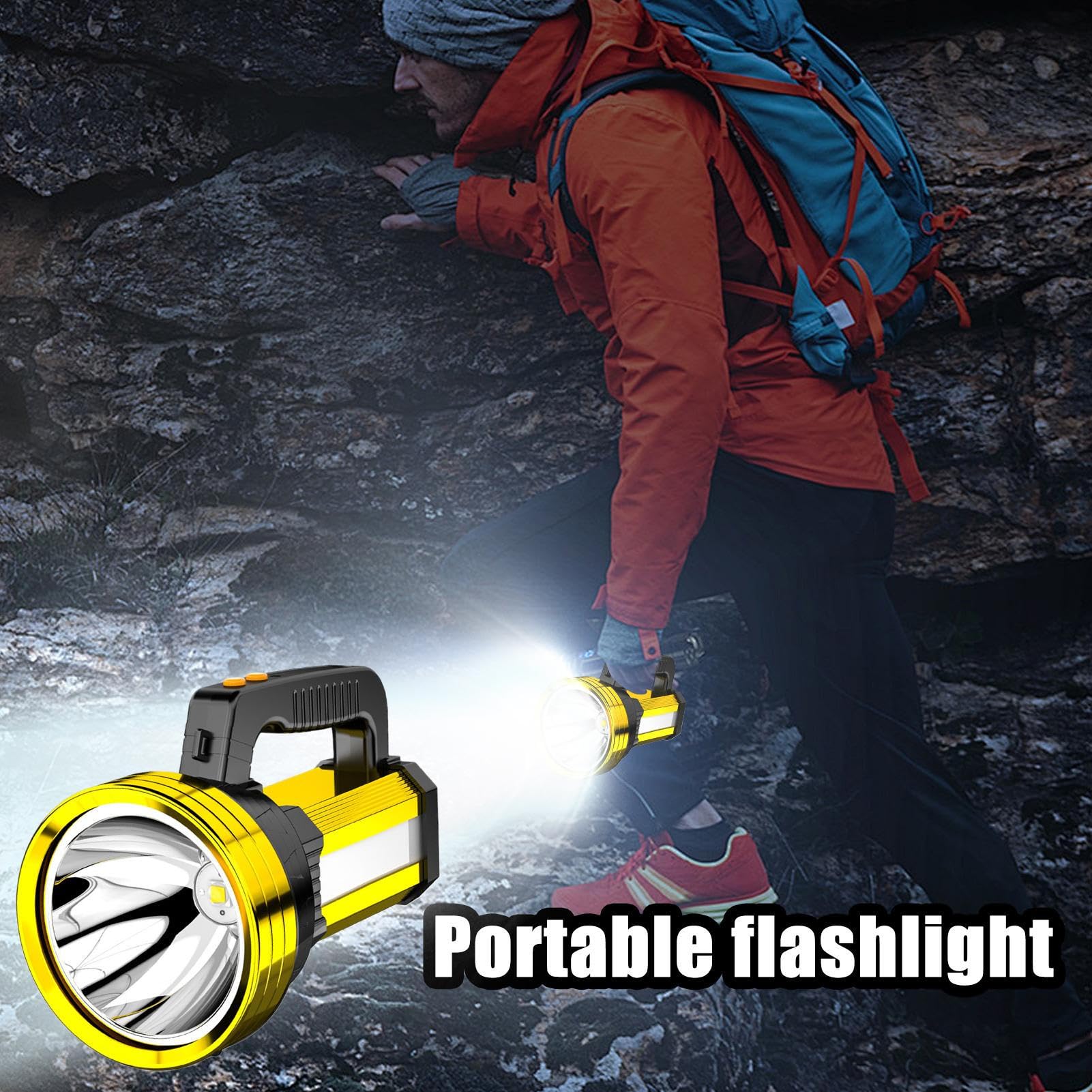 Lampe Torche Camping Rechargeable Portable Lumineux Étanche Lampe Torche à | Projecteur de Recherche Extérieur Lampe Torche Portable Étanche Lumineuse pour Camping, Randonné