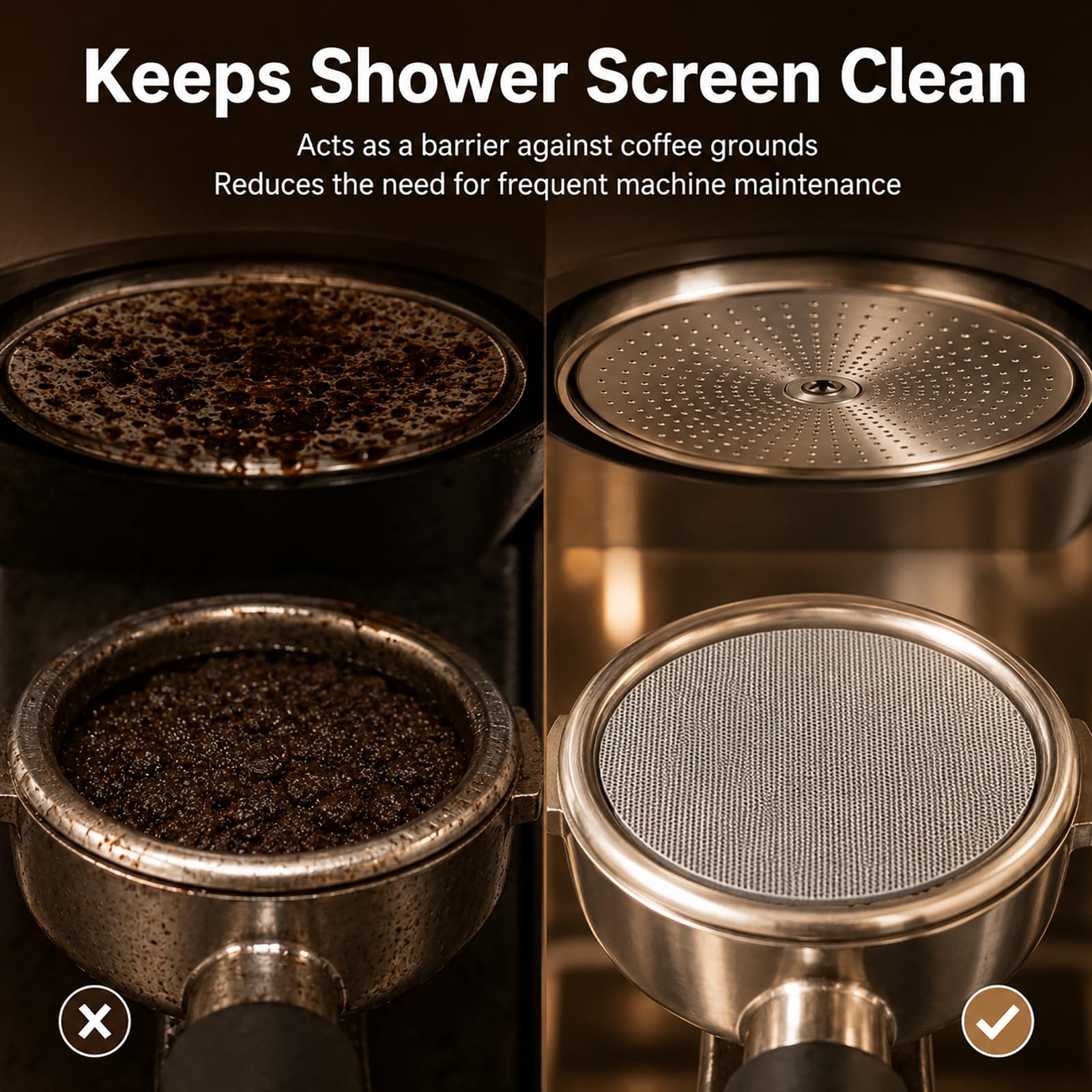 2 Stück Puck Screen 58,5 mm, Puck Sieb, Gesintertes Kaffeesieb 150 μm aus Edelstahl 316, 1,7 mm Wiederverwendbarer Siebträger Filter für Gleichmäßige Extraktion und Saubere Brühgruppe