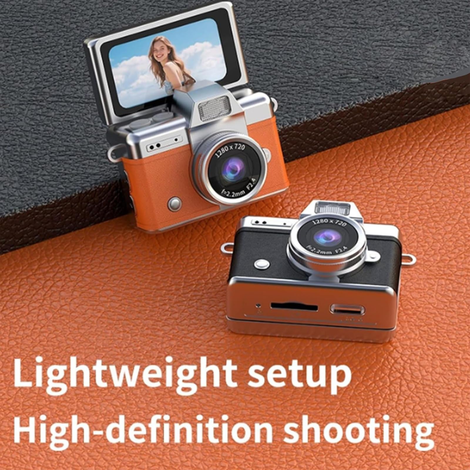 Mini Fotocamera Digitale Con Schermo Lcd Da 1,47 Pollici, Fotocamera Digitale Retrò Impermeabile Con Display Ribaltabile E Risoluzione 1080p, Fotocamera Tascabile Portatile E Compatta(Pink,32G)