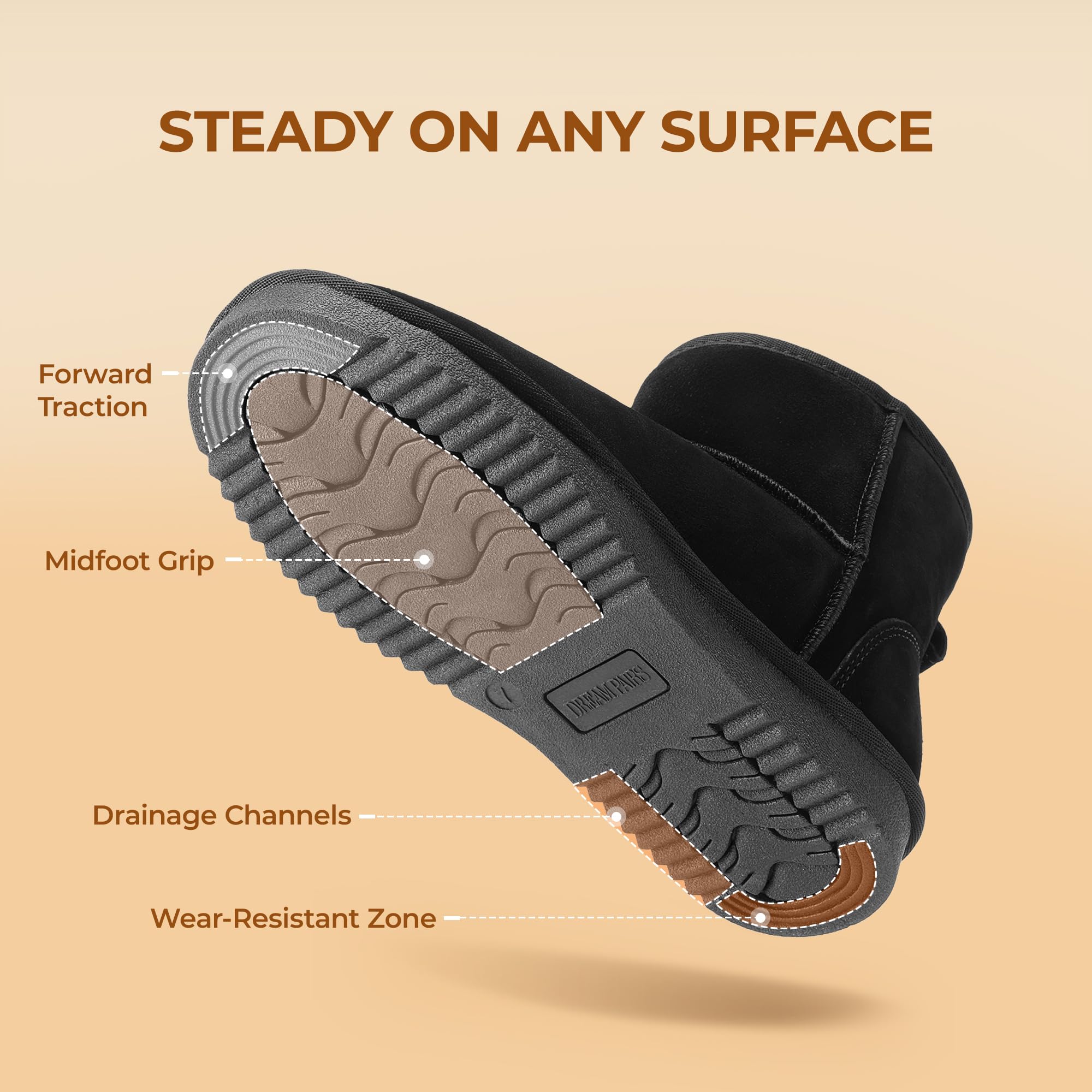 DREAM PAIRS Botas de nieve de invierno para mujer, de piel de ante auténtico, clásicas, cálidas, antideslizantes, cómodas, para exteriores e interiores, Negro -, 37 EU