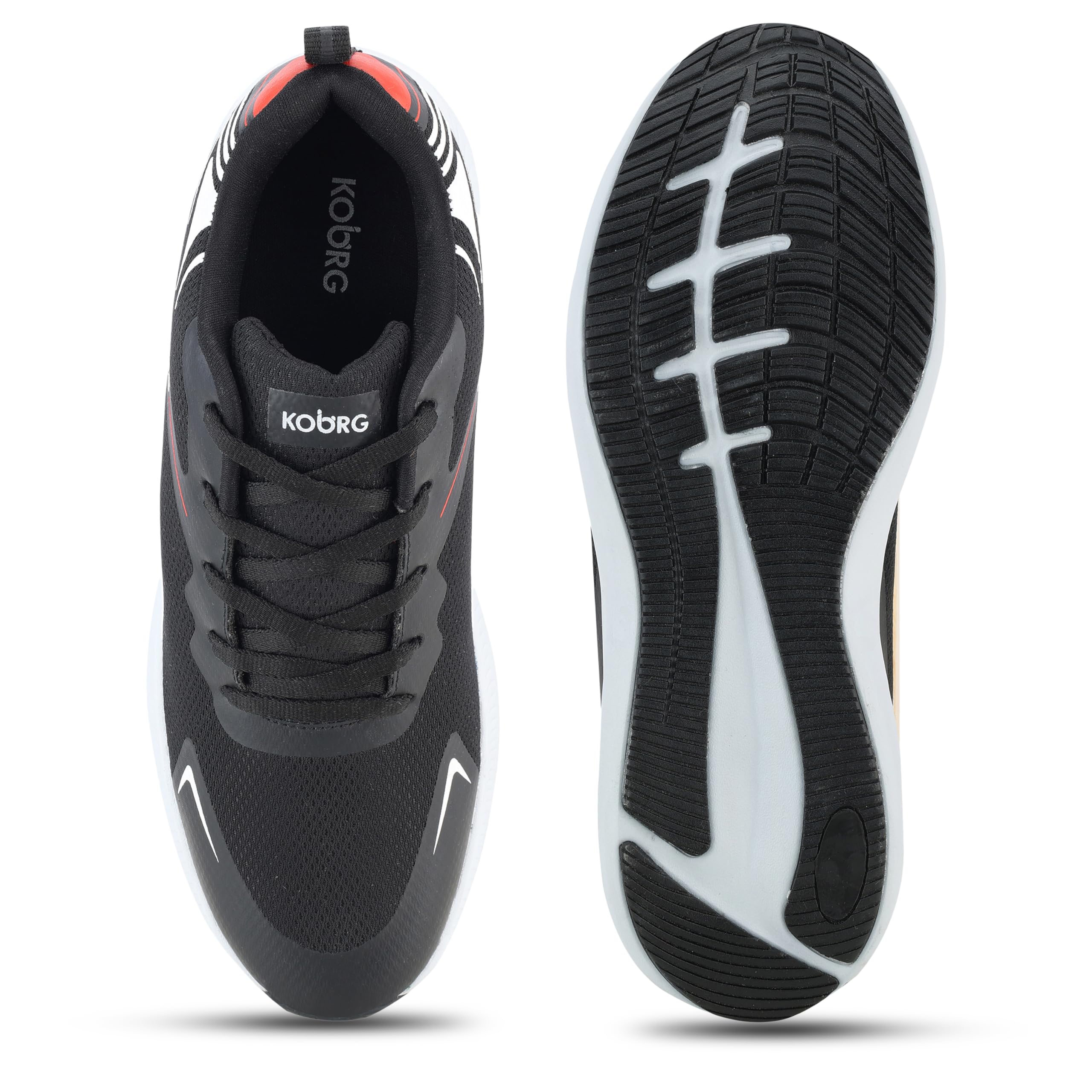 KOBURG Aerolite Sports Shoes for Men | Comfortable Phylon Sole | Stylish Lace-Up Sports Black White 4
