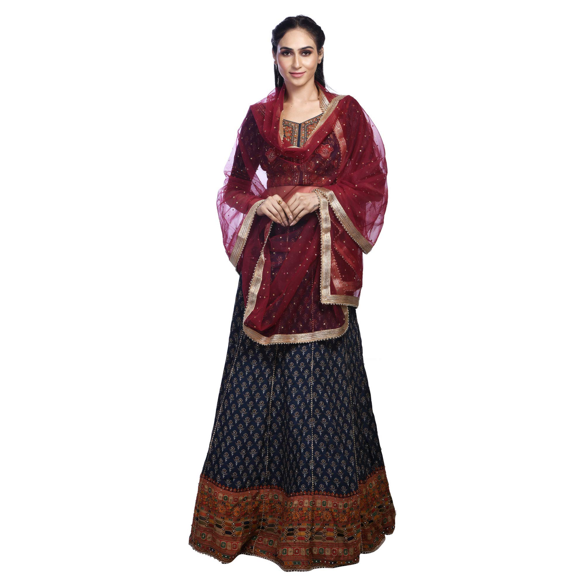 traditions bazaar Women's Moti Lace Starred Net Fabric Dupatta-picture-38