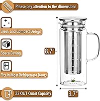Vista 2 de BTT- Cafetera de café frío, cafetera helada, 1 cuarto de galón, 32 onzas, cafetera de té helado, cafetera fría, jarra de té, accesorios de café
