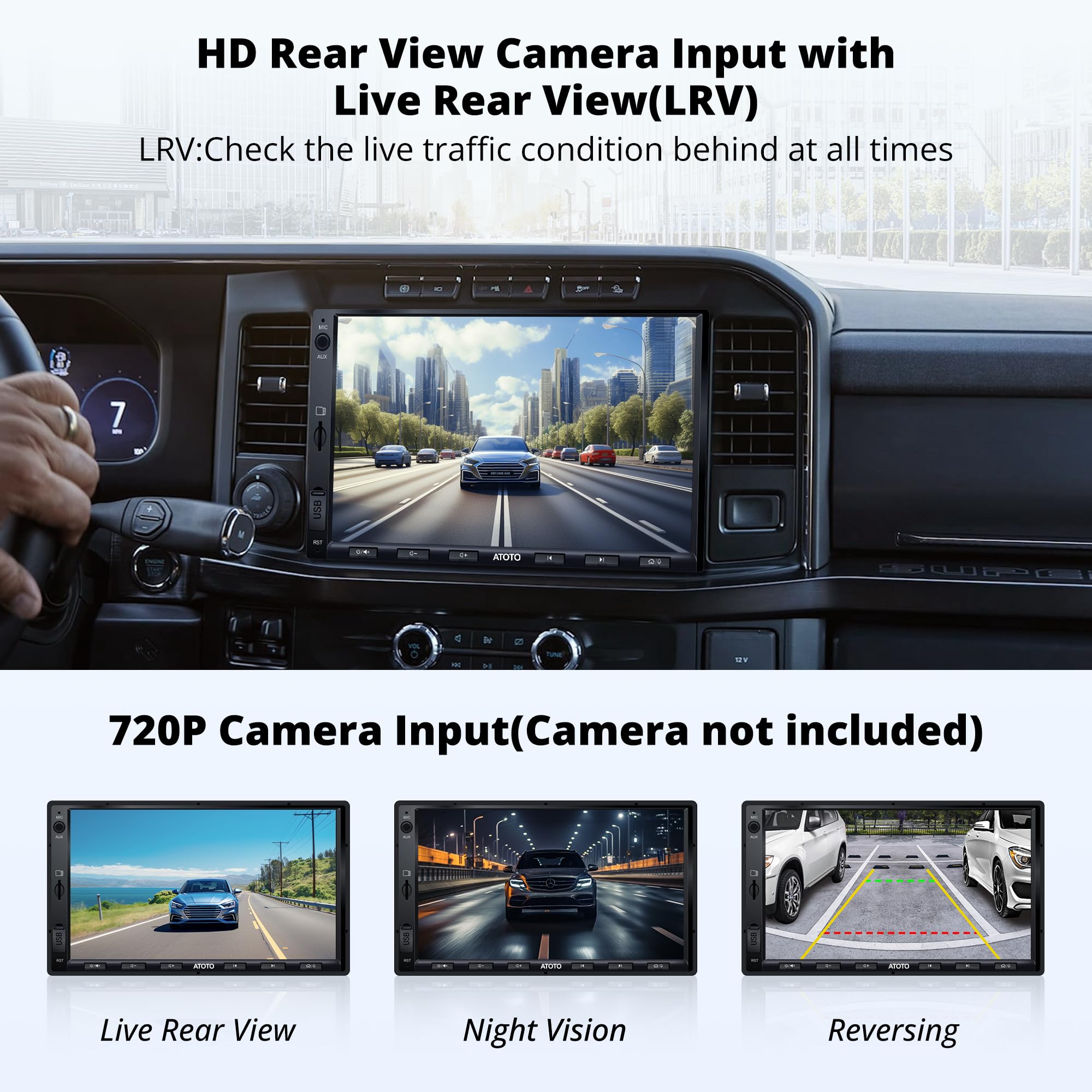 ATOTOEXCEL Autoradio 2 Din con Ricezione DAB+, Wireless Carplay & Android Auto, 7 pollici QLED Schermo per Auto con Bluetooth, Ricarica Rapida, Mirrorlink, HD LRV, AM/FM/AUX