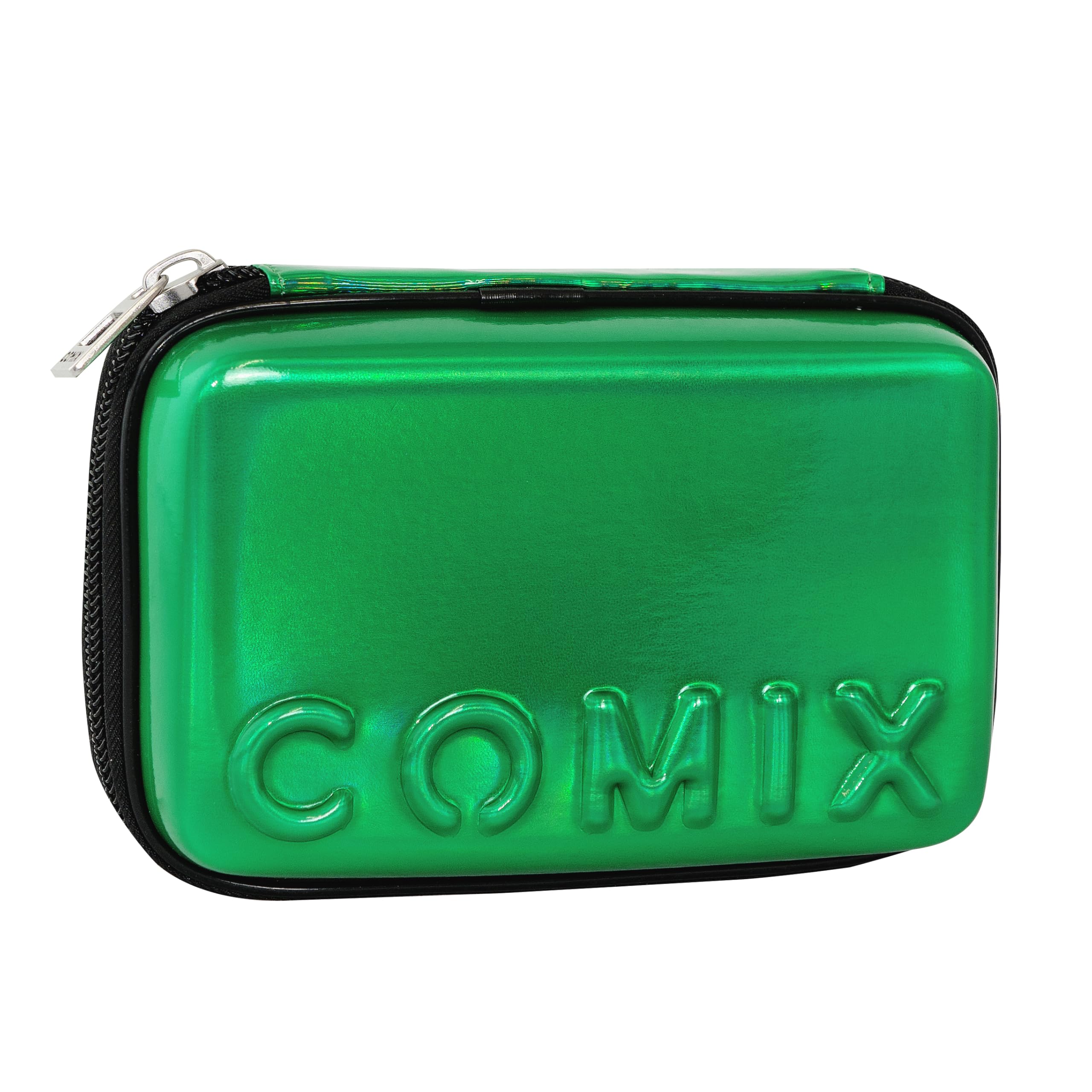 COMIX - Astuccio Scuola, Astuccio Maxi Zip per Bambini e Ragazzi, con Set Cancelleria Incluso, Cover Rigida con Maxi Logo in Rilievo e Tirazip in Metallo, 21 x 14,5h x 6,5 cm, Verde