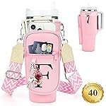LOKASS Personalized Water Bottle Holder with Strap for Stanley Cup Accessories 40 oz Tumbler, Initial Water Bottle Carrier Bag W/Phone Pocket, for Women,Ideal for Thanksgiving/Christmas/New Year