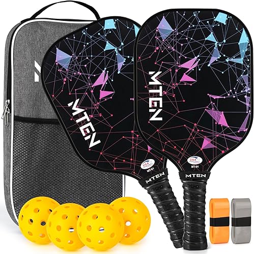 Miniatura 8 de Pickleball Paddles, USAPA Approved Fiberglass Surface Pickleball Set with Pickleball Rackets, Pickleball Paddles Set ​for Men Women negro*2,Negro