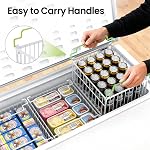 MSERCUOR Freezer Organizer Bins, 3 Pack Big Stackable Deep Chest Freezer Organizer Bins, Foldable Baskets with Handles, White Storage Container Baskets for 5 to 9 Cu.FT Deep Freezer Sort Frozen Meats