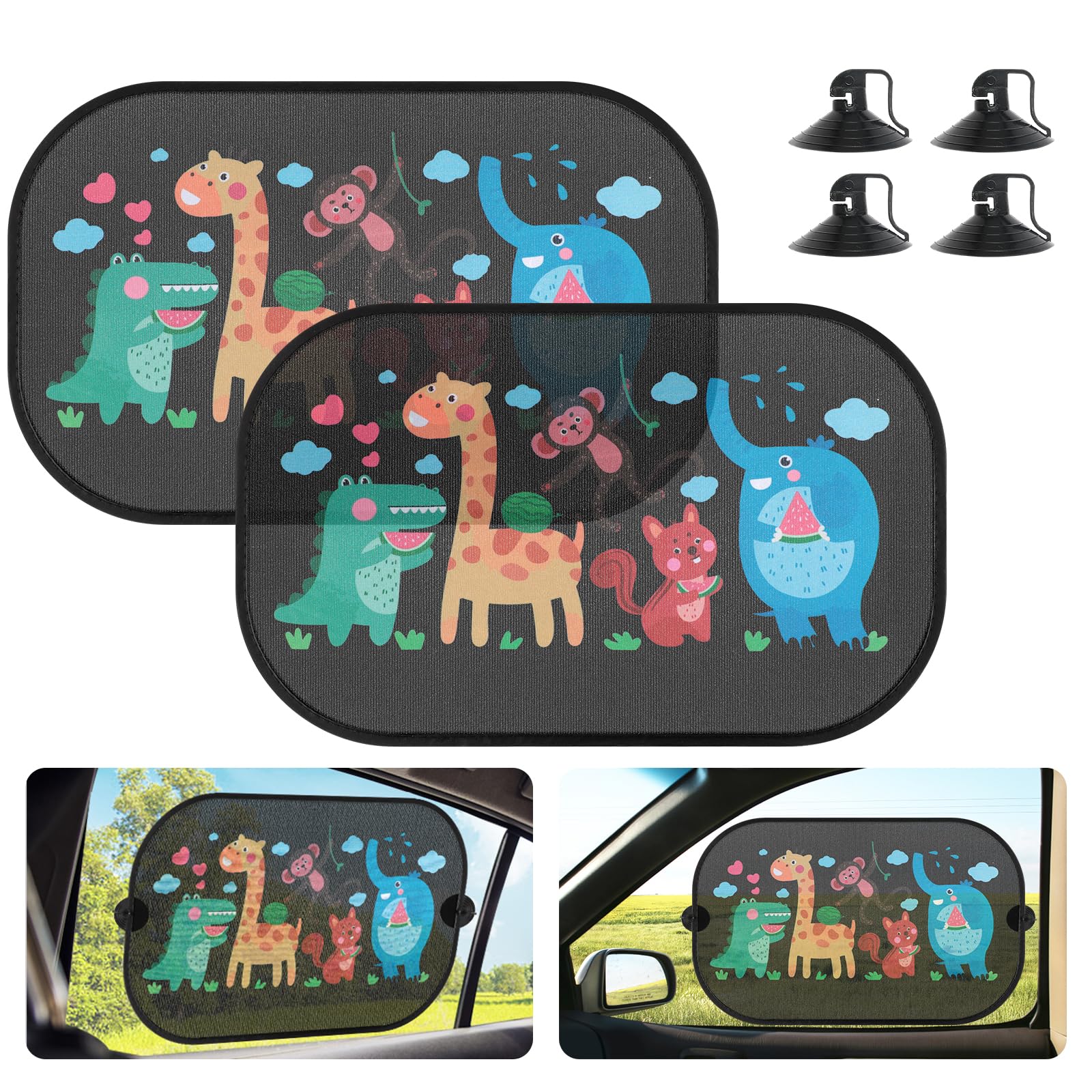 Pare-soleil Voiture D-Lumina - Lot De 2, 45x50 Cm, Rétractable, Ventouses, Protection UV Pour Fenêtres Latérales - 6