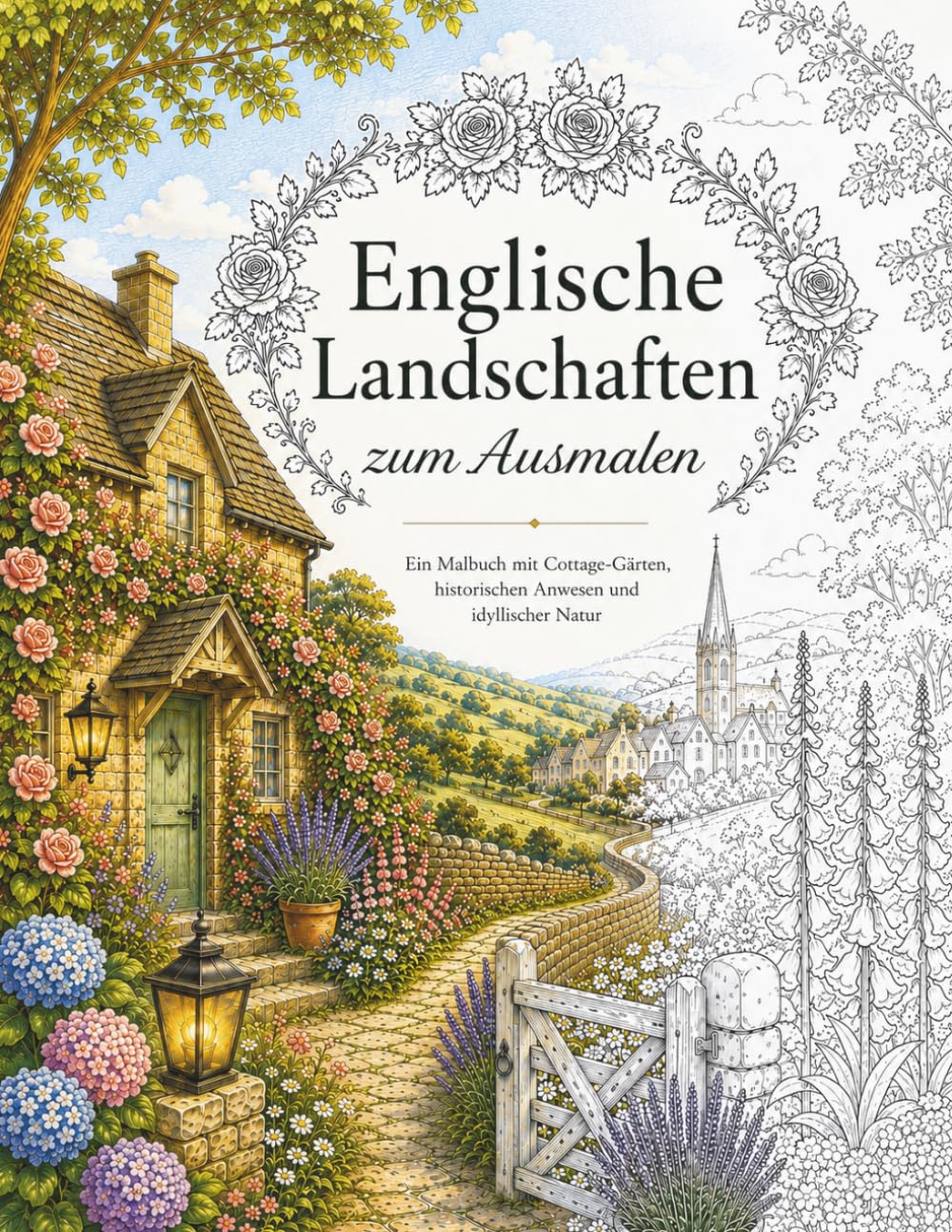 Englische Landschaften zum Ausmalen: Ein Malbuch mit Cottage-Gärten, historischen Anwesen und idyllischer Natur (Die Kunst der kleinen Auszeiten - ... zum Entspannen, Abschalten und Genießen)