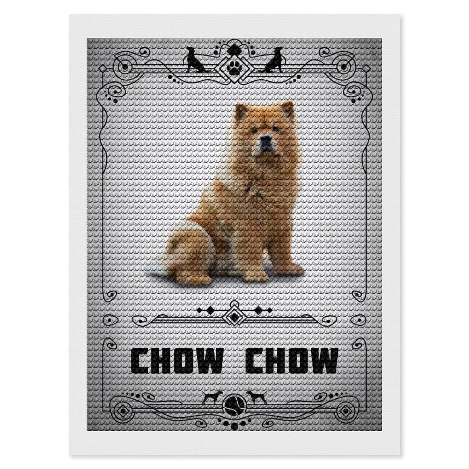 Junmoney Chow Chow Diamond Art Canvas 12"x16", for Adults, Pleasing Wall Art Project, Modern Decor, Gift Idea, Nice Detail and Sparkle
