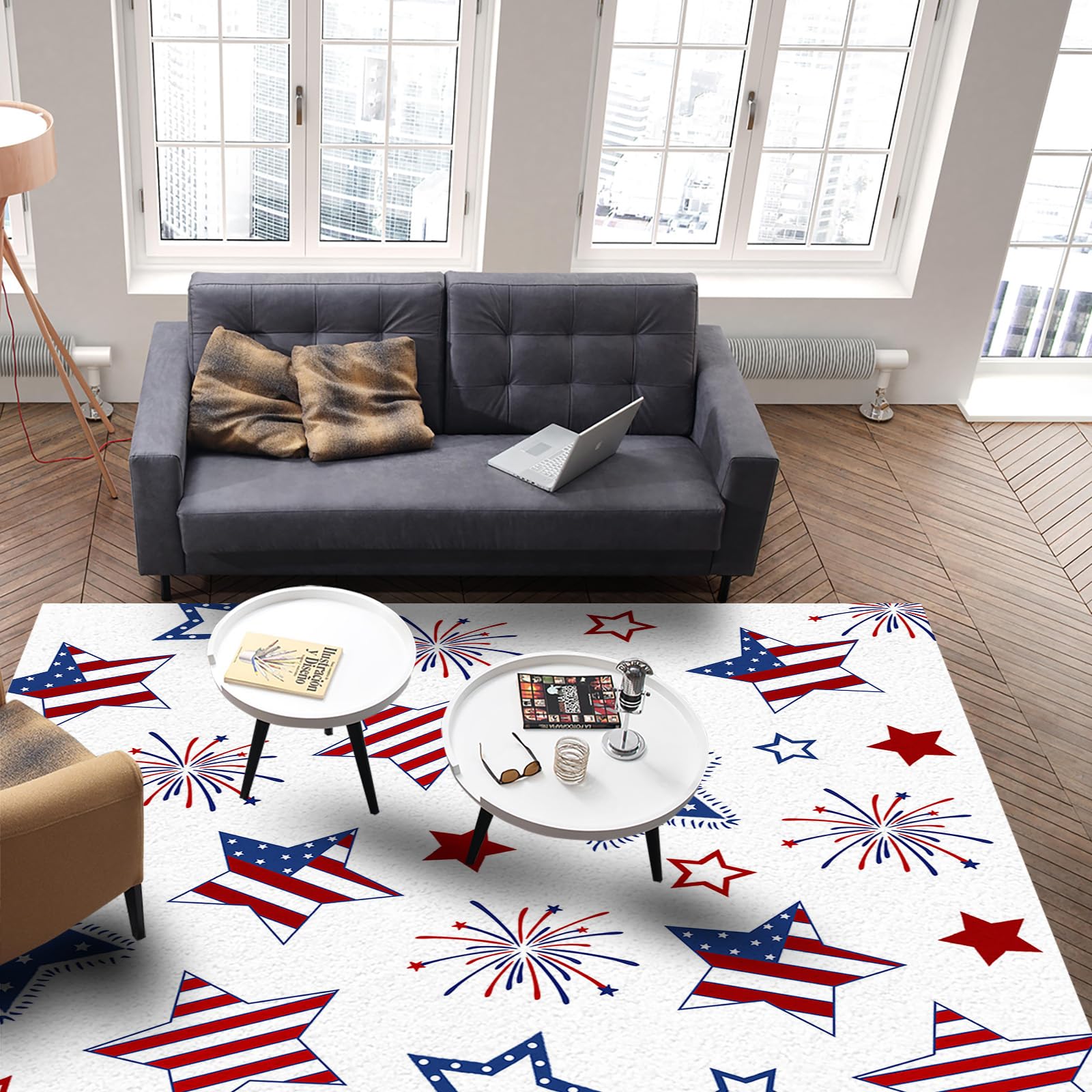 Amazon | カーペット ラグ マット滑り止め付 独立記念日 アメリカ国旗