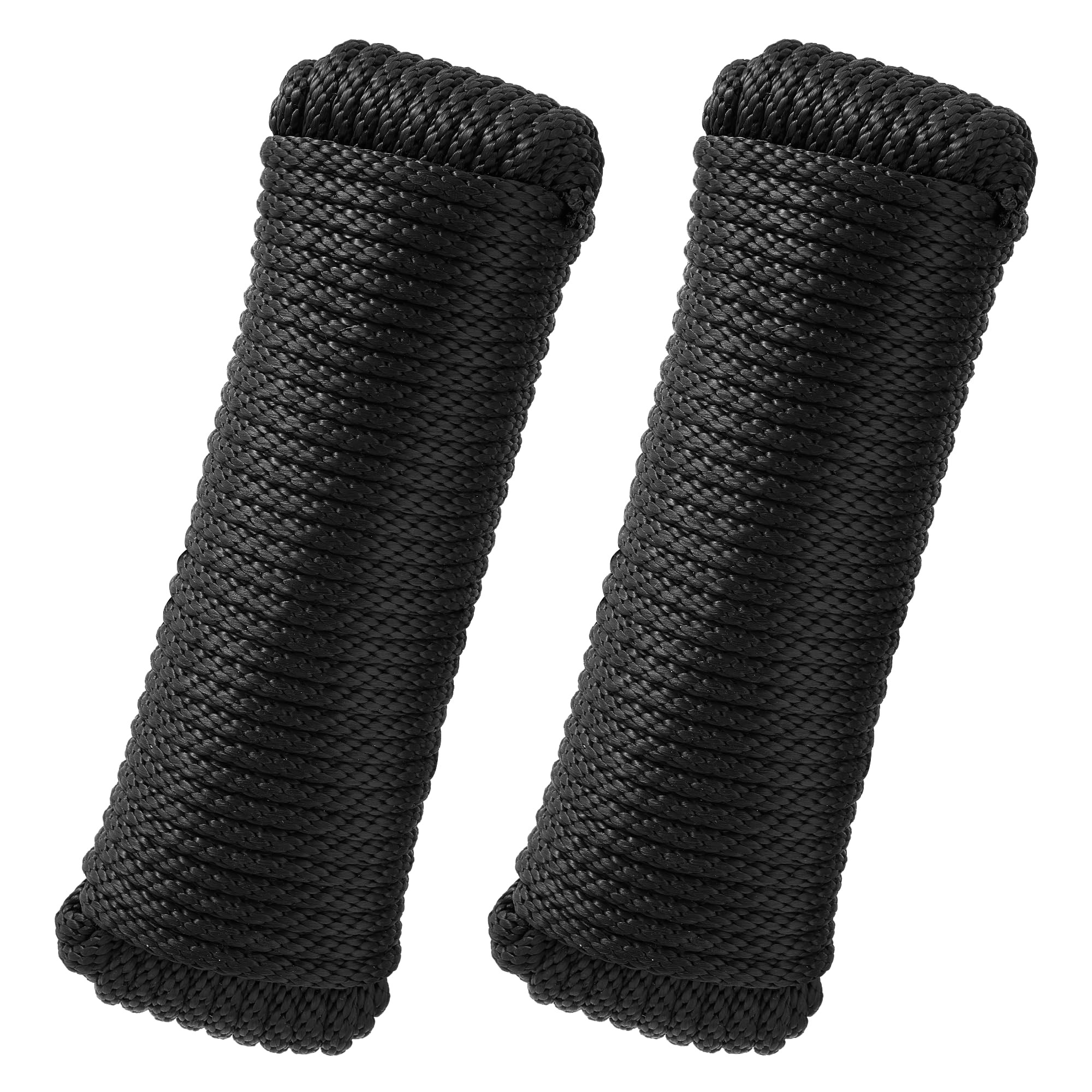 Paquete de 2 cuerdas de polipropileno trenzado sólido de 3/8 pulgadas y 100 pies, cuerda de nailon, cuerda marina multiusos para barco y cuerda gruesa para camping y mástil, uso en interiores y