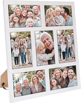 Picture Frame Collage 4x6 Photos Display - 7 Openings Photo Collage | Picture Frame Wall Decor for Tabletop Stand and Wall Mounting White Frames Set for Home Decor Family GiftsWhite