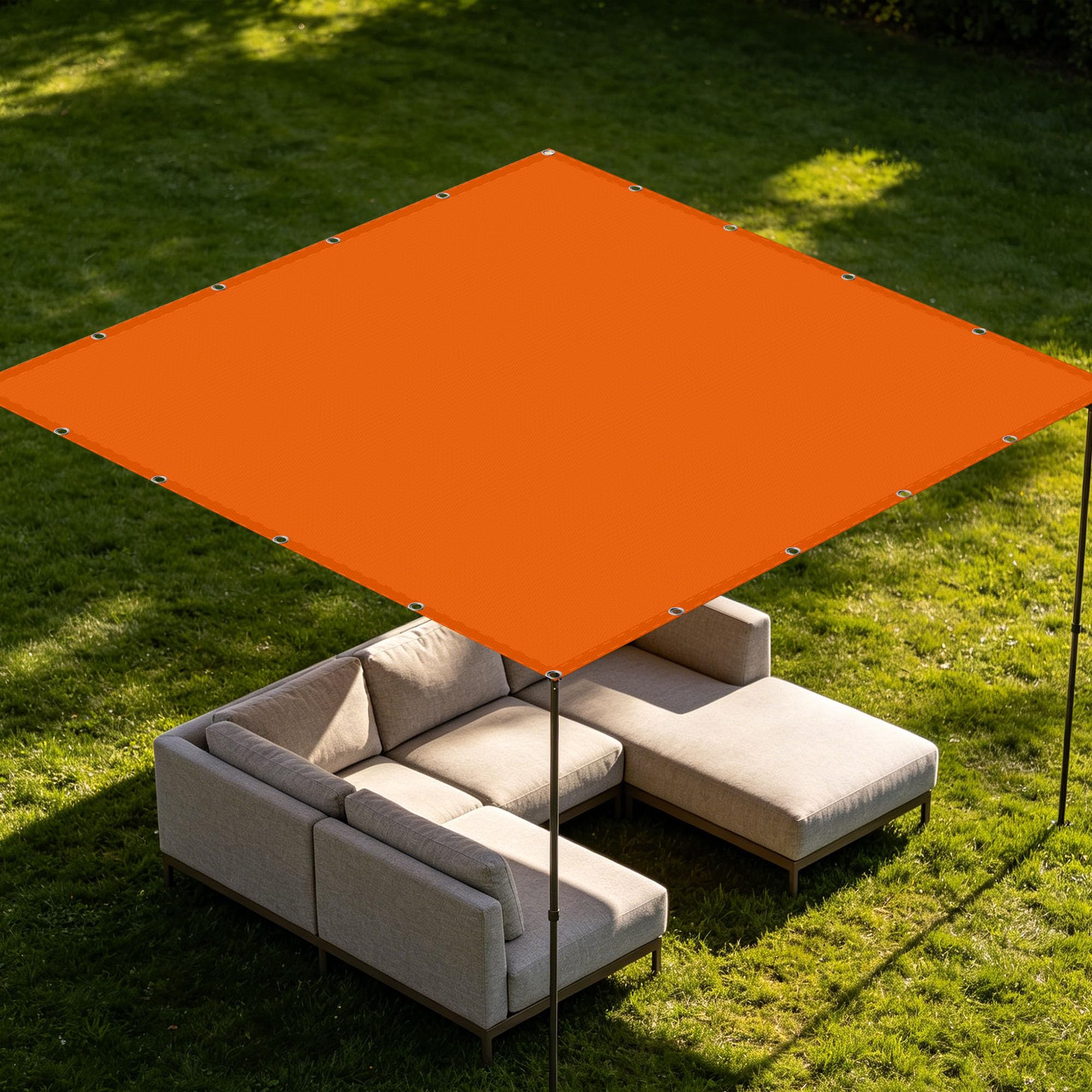 Voile d'ombrage 1.6 x 3.6 m sable et orange résistant aux UV pour terrasse et jardin