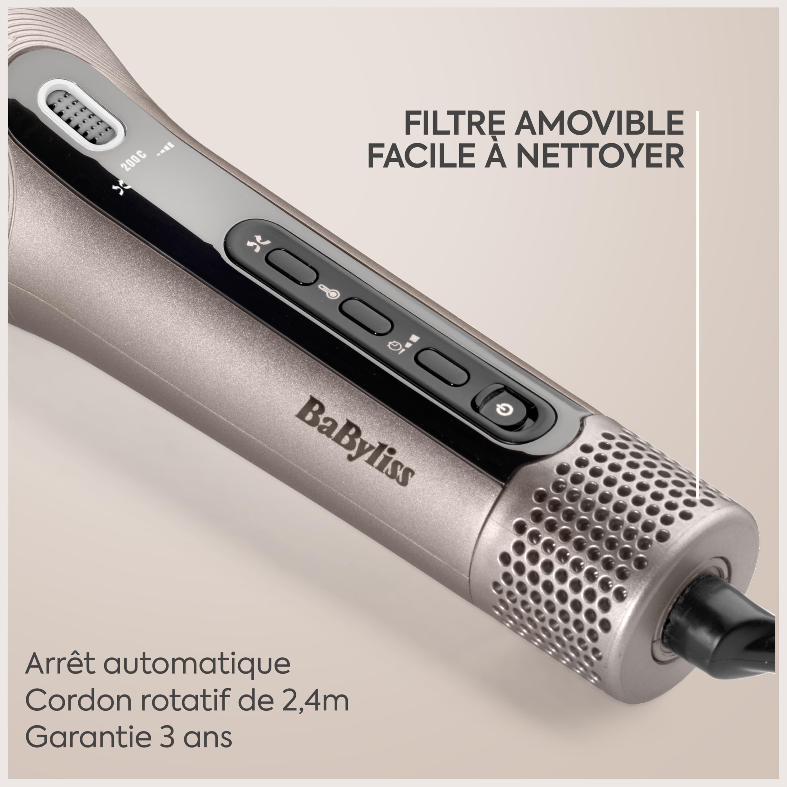 BaByliss Boucleur Automatique & Waver Style Secret Air– Cylindre de 25 mm avec chaleur douce et flux d’air, 48 combinaisons de réglages pour boucles, waves ou brushing, cheveux courts et longs, C6686E