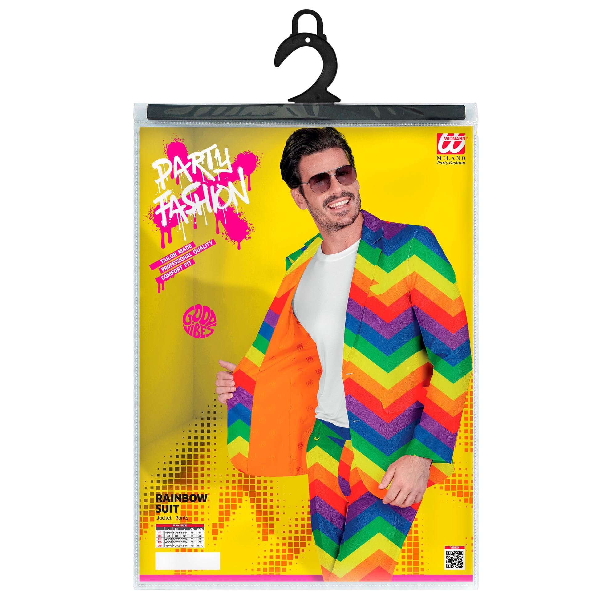 W WIDMANN MILANO Party Fashion - Conjunto traje años 80 hombre | Con chaqueta y pantalones, llamativo estilo retro, disfraz para Carnaval, festivales y fiestas temáticas