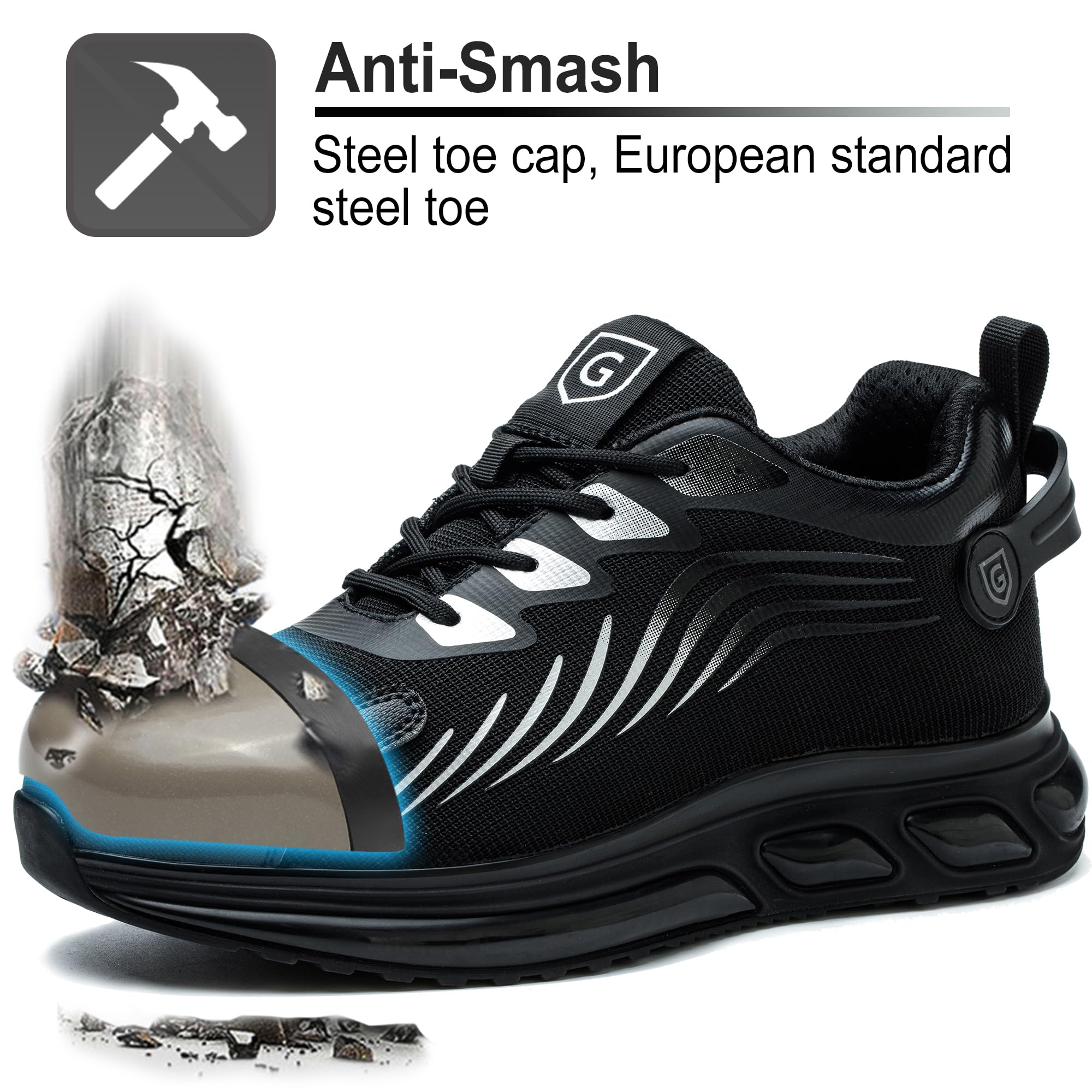 Scarpe Antinfortunistiche Uomo Donna Scarpe Antinfortunistica con Punta in Acciaio Leggero Scarpe da Lavoro Antiforatura Comodo Moda Scarpe Protettive Industriali Ammortizzazione 38EU-46EU