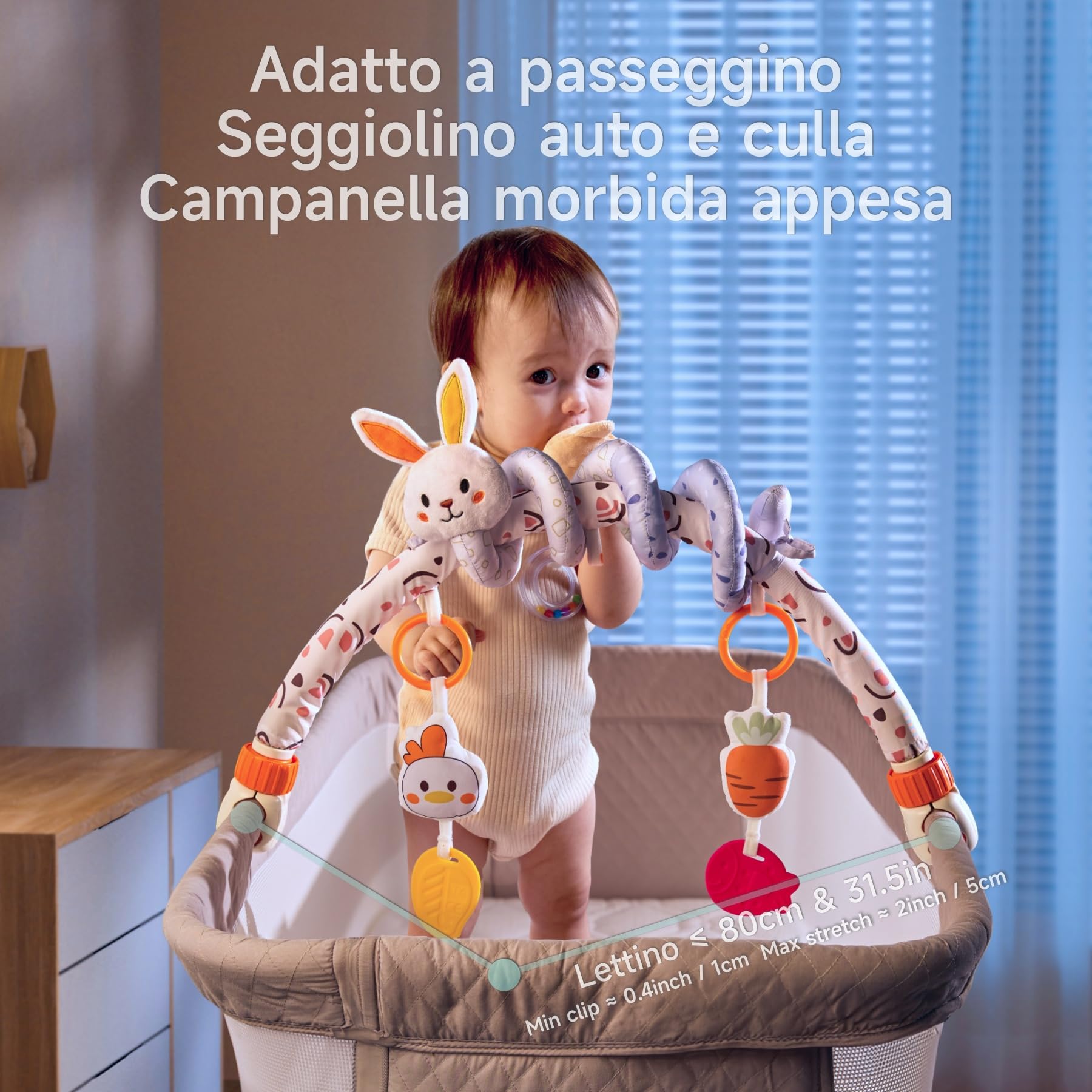 TUMAMA Kids Arco Giocattolo da Gioco per Passeggino 2 in 1 con Giocattolo a Spirale Staccabile Giocattoli Appesi per Neonati 3 6 9 Mesi